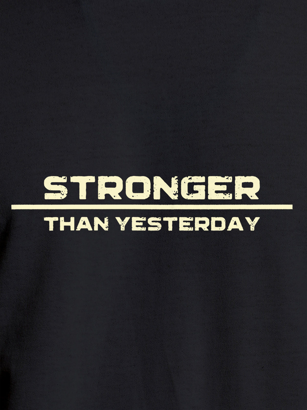 Close up of 'Stronger Than Yesterday' design on Women's Dark Grey Round Neck T-shirt, highlighting intricate details and vibrant print.