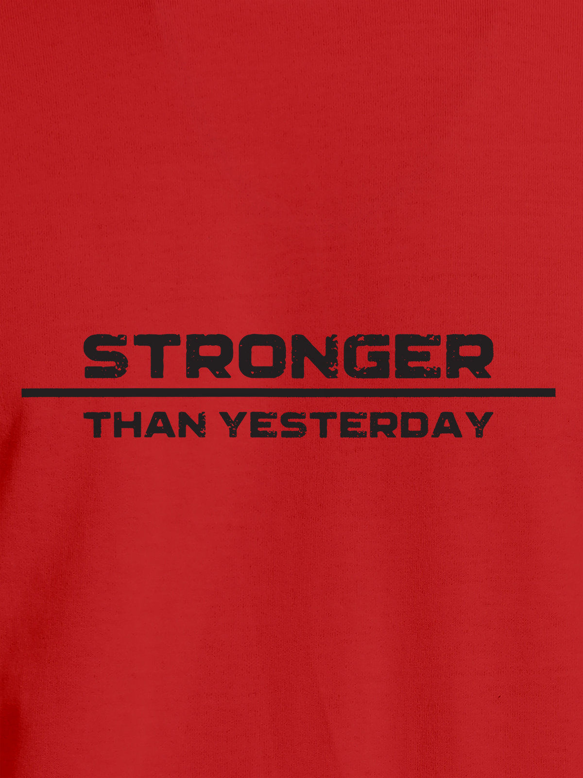 Close up of 'Stronger Than Yesterday' design on Women's Red Round Neck T-shirt, highlighting intricate details and vibrant print.