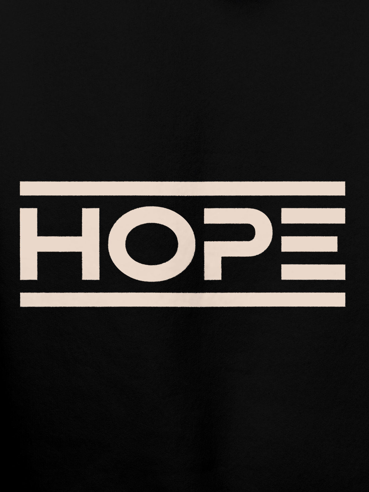 Close up of 'Hope' design on Women's Black Hoodie Sweatshirt, highlighting intricate details and vibrant print.