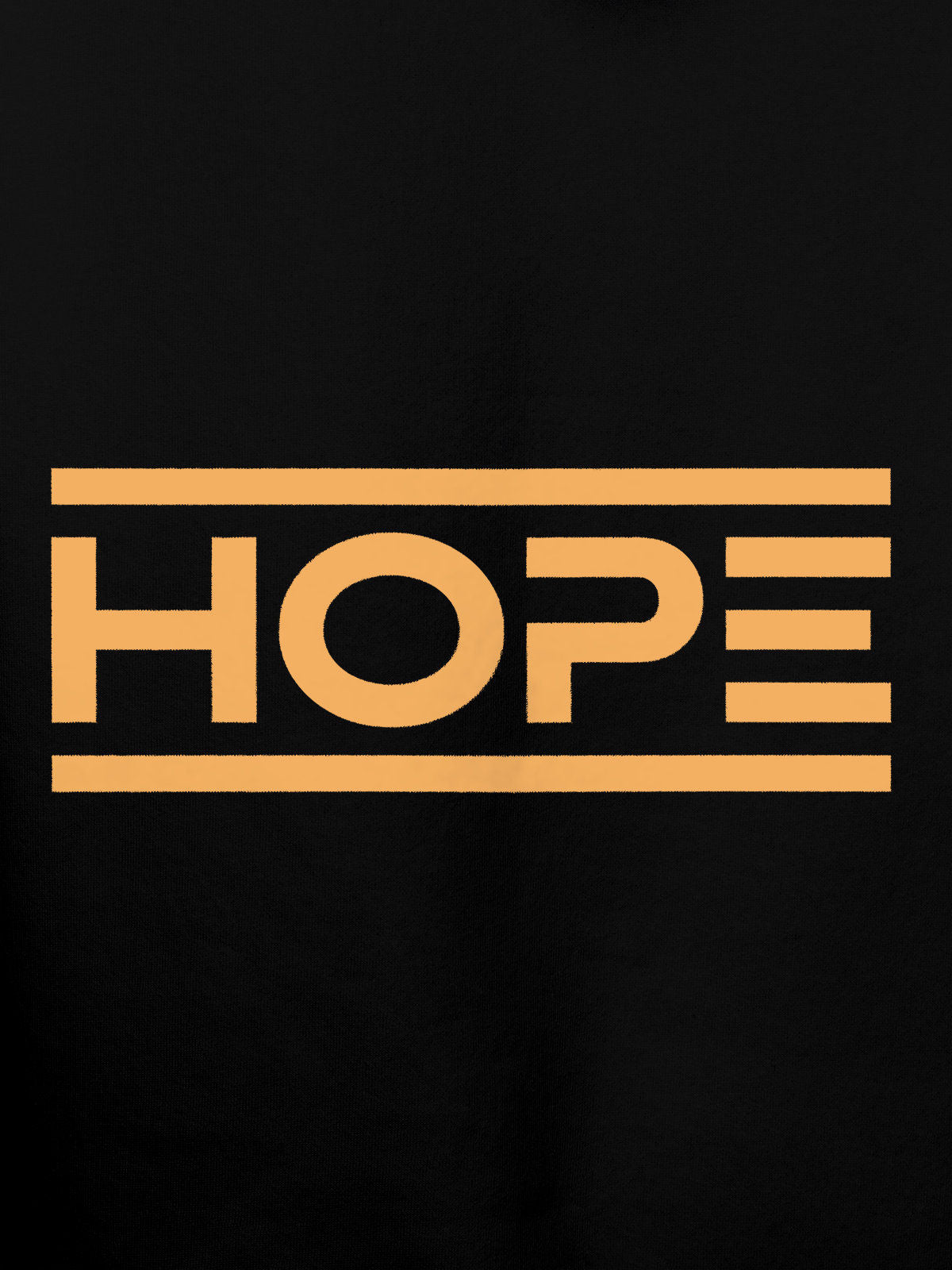 Close up of 'Hope' design on Women's Black Hoodie Sweatshirt, highlighting intricate details and vibrant print.