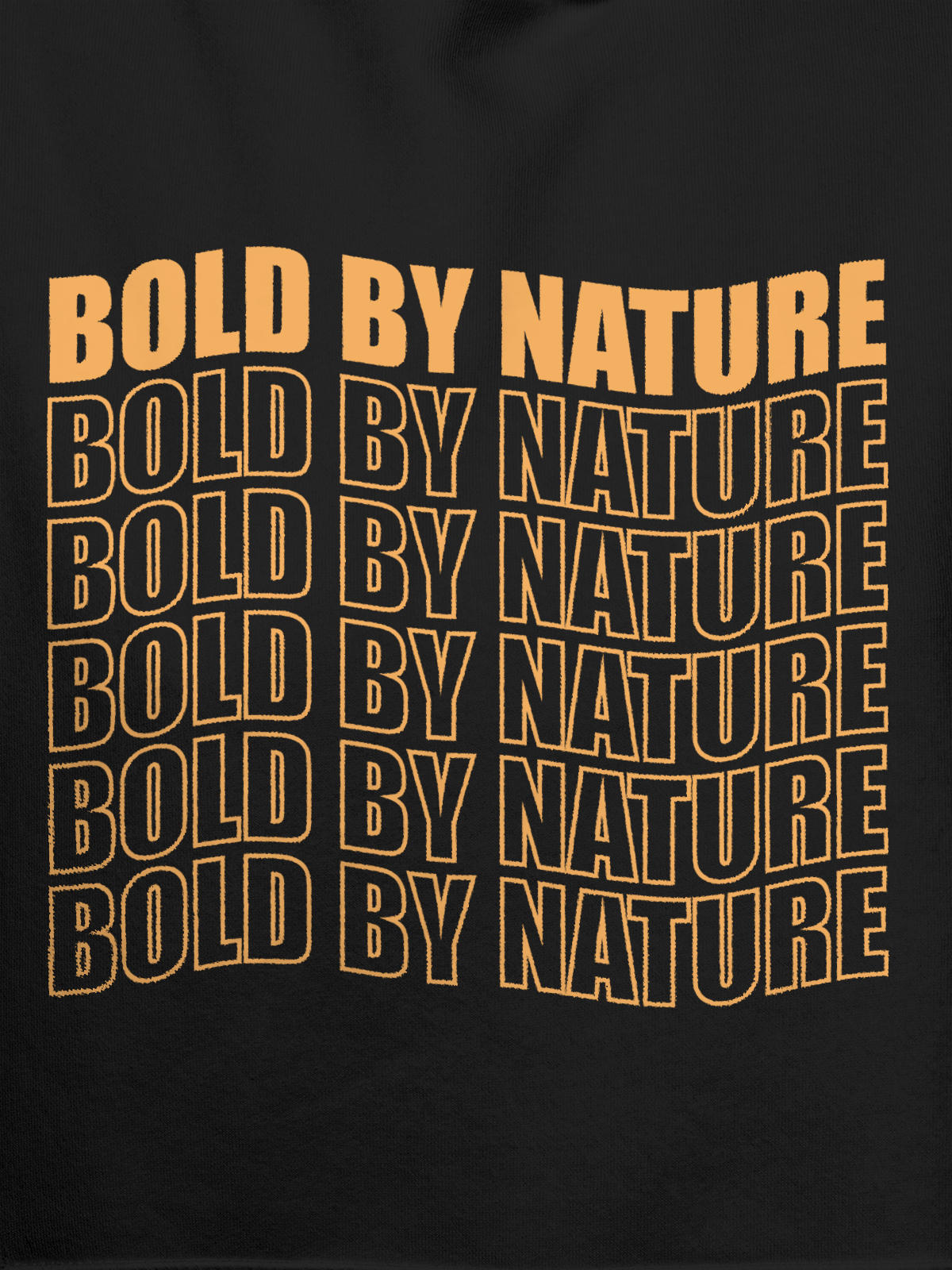 Close up of 'Bold By Nature' design on Men's Dark Grey Hoodie Sweatshirt, highlighting intricate details and vibrant print.
