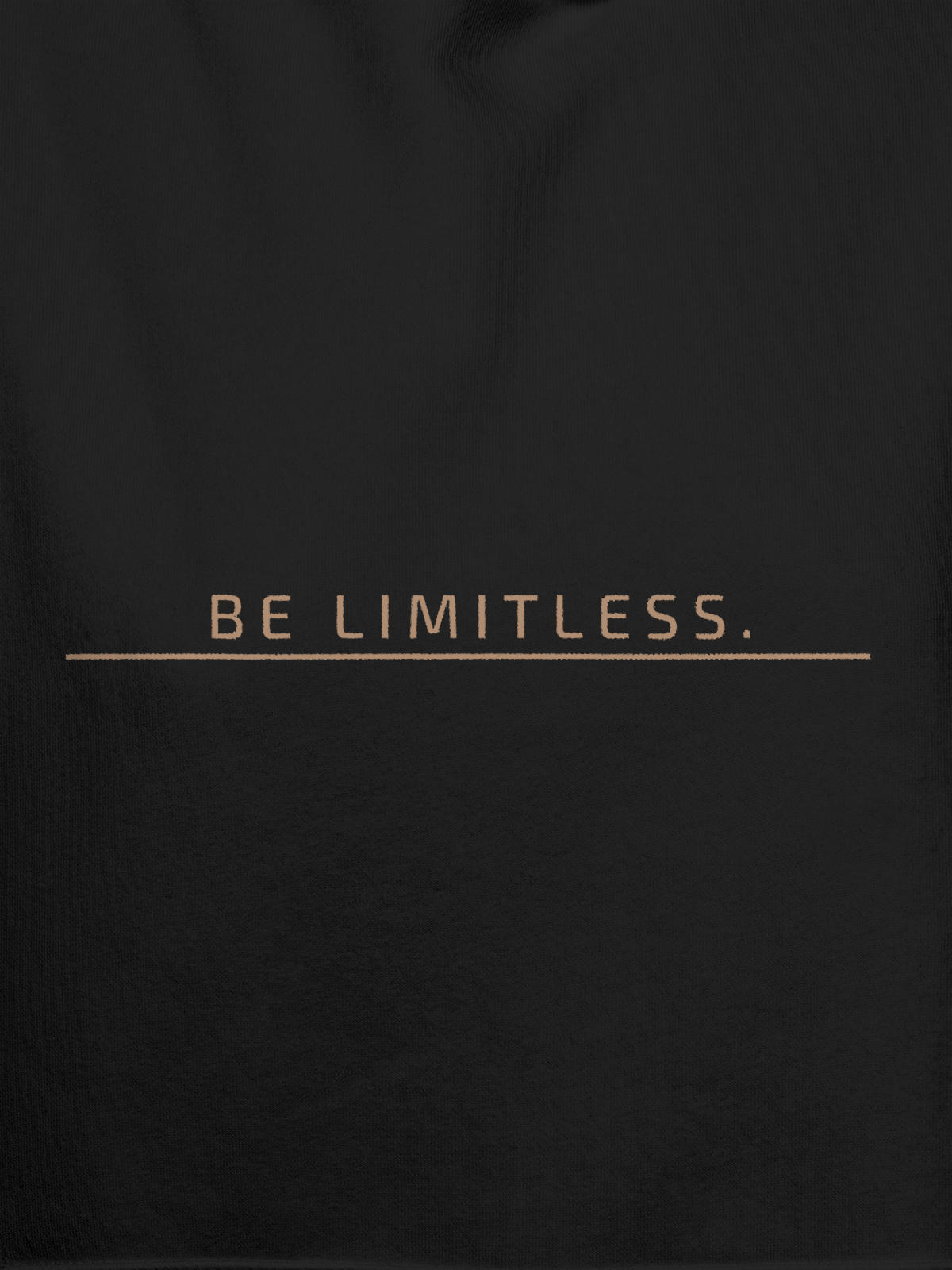 Close up of 'Be Limitless' design on Men's Dark Grey Hoodie Sweatshirt, highlighting intricate details and vibrant print.