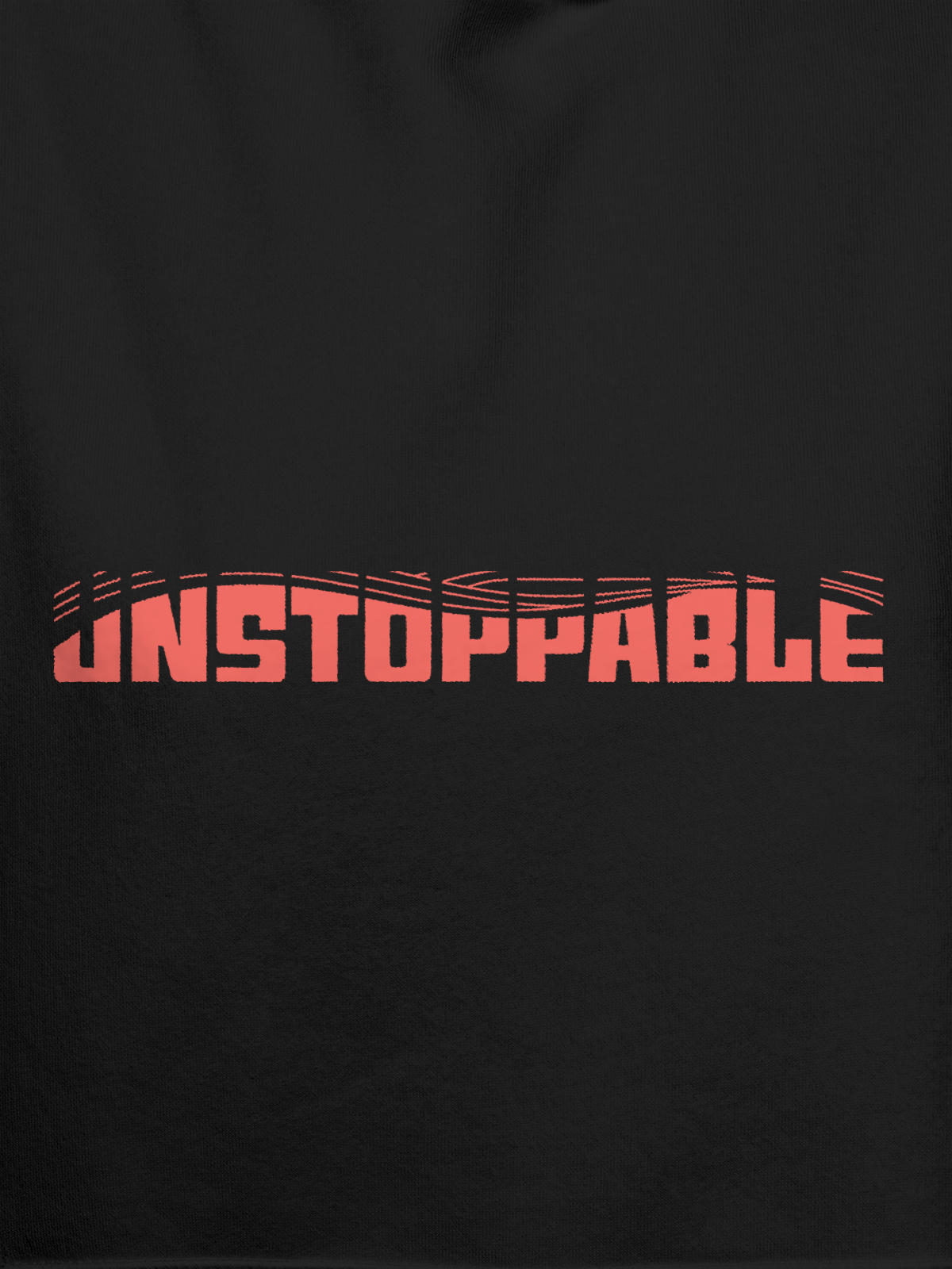 Close up of 'Unstoppable' design on Women's Dark Grey Hoodie Sweatshirt, highlighting intricate details and vibrant print.
