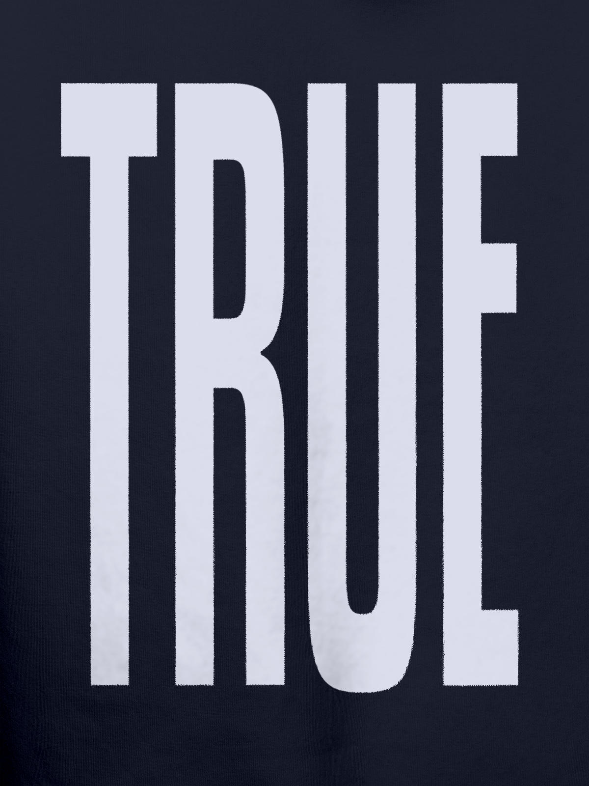 Close up of 'Truth' design on Women's Navy Blue Hoodie Sweatshirt, highlighting intricate details and vibrant print.