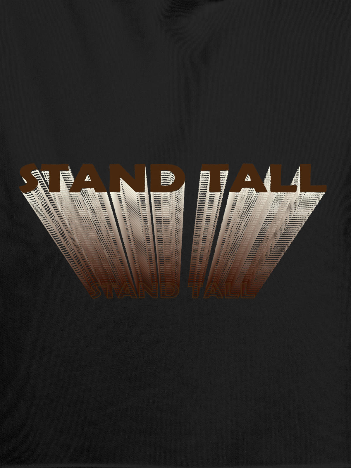 Close up of 'Stand Tall' design on Women's Dark Grey Hoodie Sweatshirt, highlighting intricate details and vibrant print.