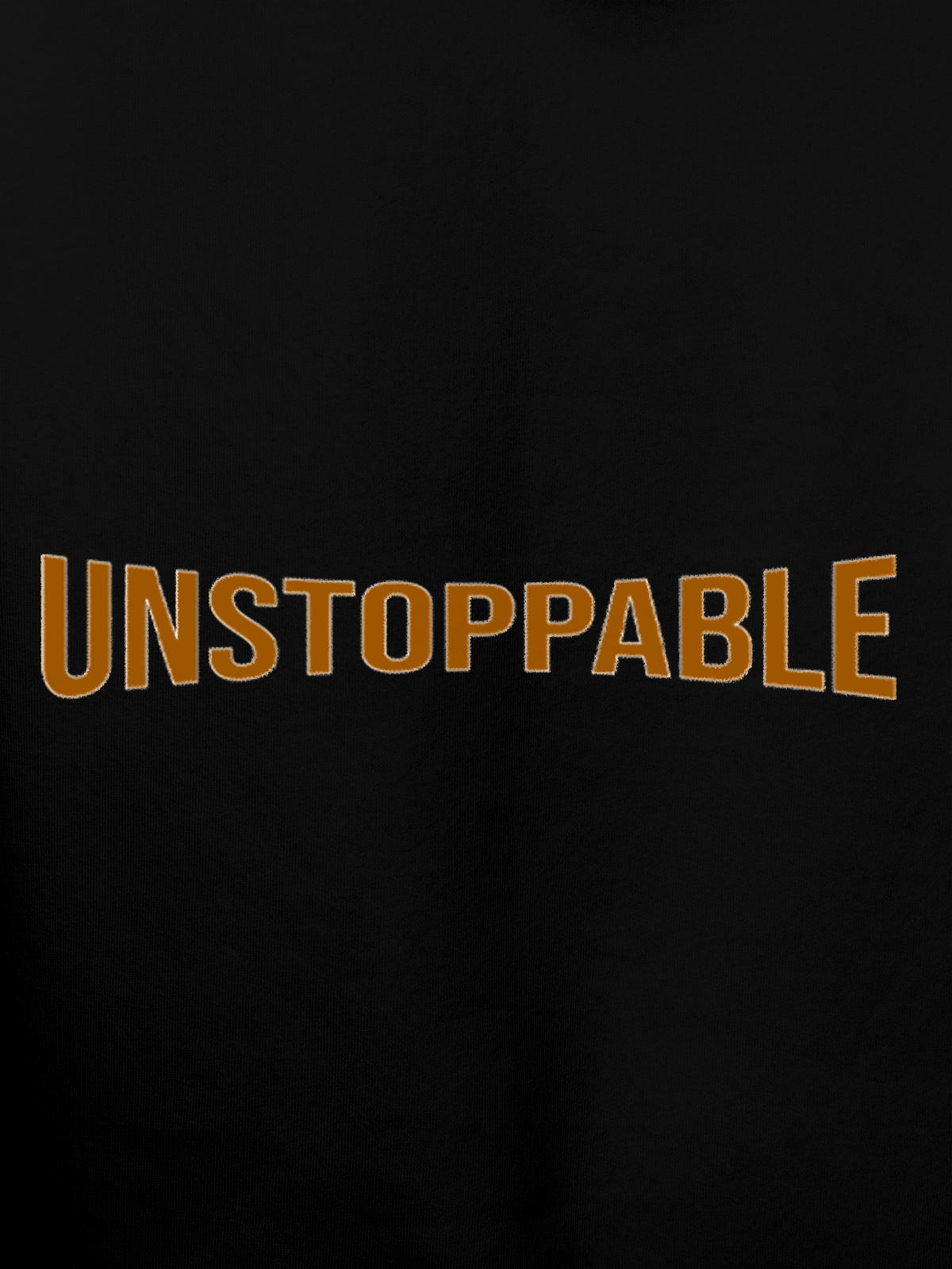 Close up of 'Unstoppable' design on Women's Black Hoodie Sweatshirt, highlighting intricate details and vibrant print.