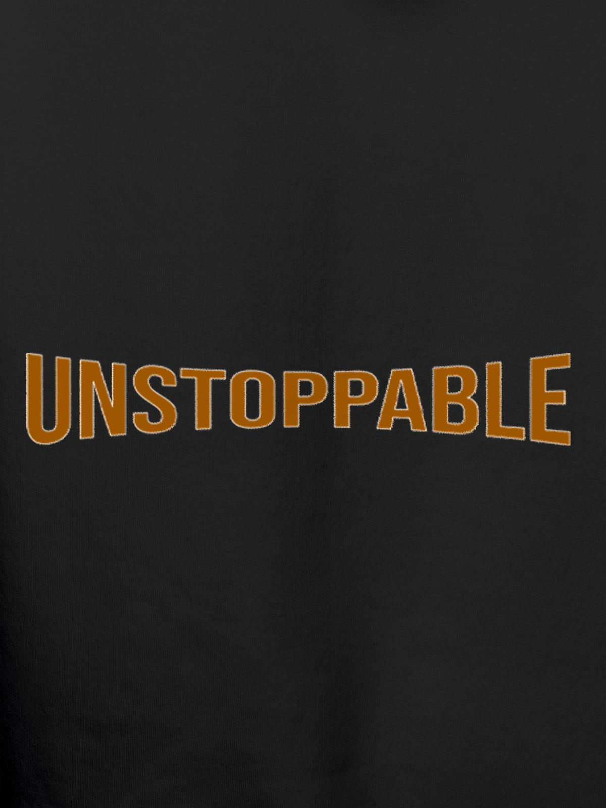 Close up of 'Unstoppable' design on Women's Dark Grey Hoodie Sweatshirt, highlighting intricate details and vibrant print.