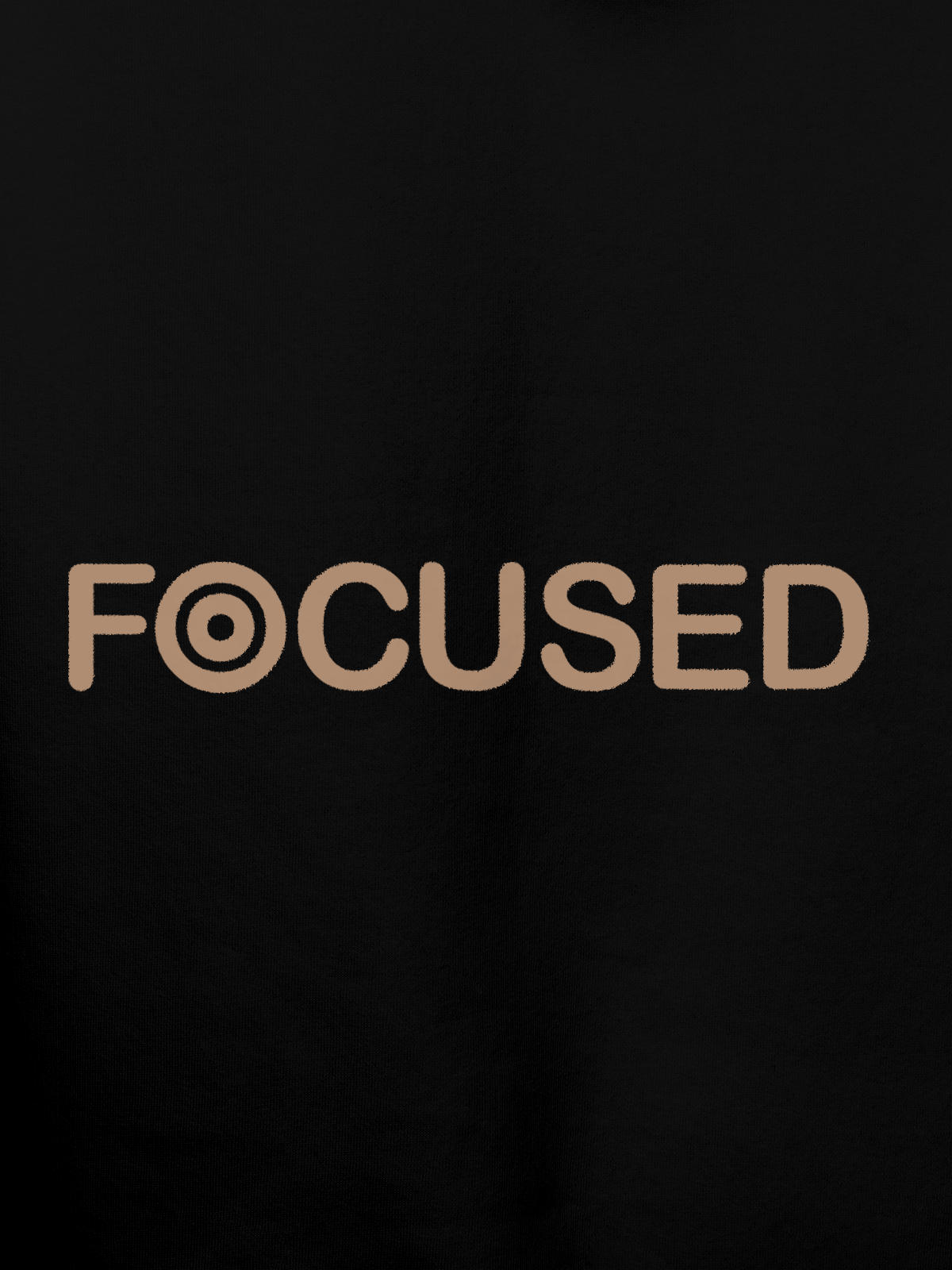 Close up of 'Focused' design on Women's Black Hoodie Sweatshirt, highlighting intricate details and vibrant print.