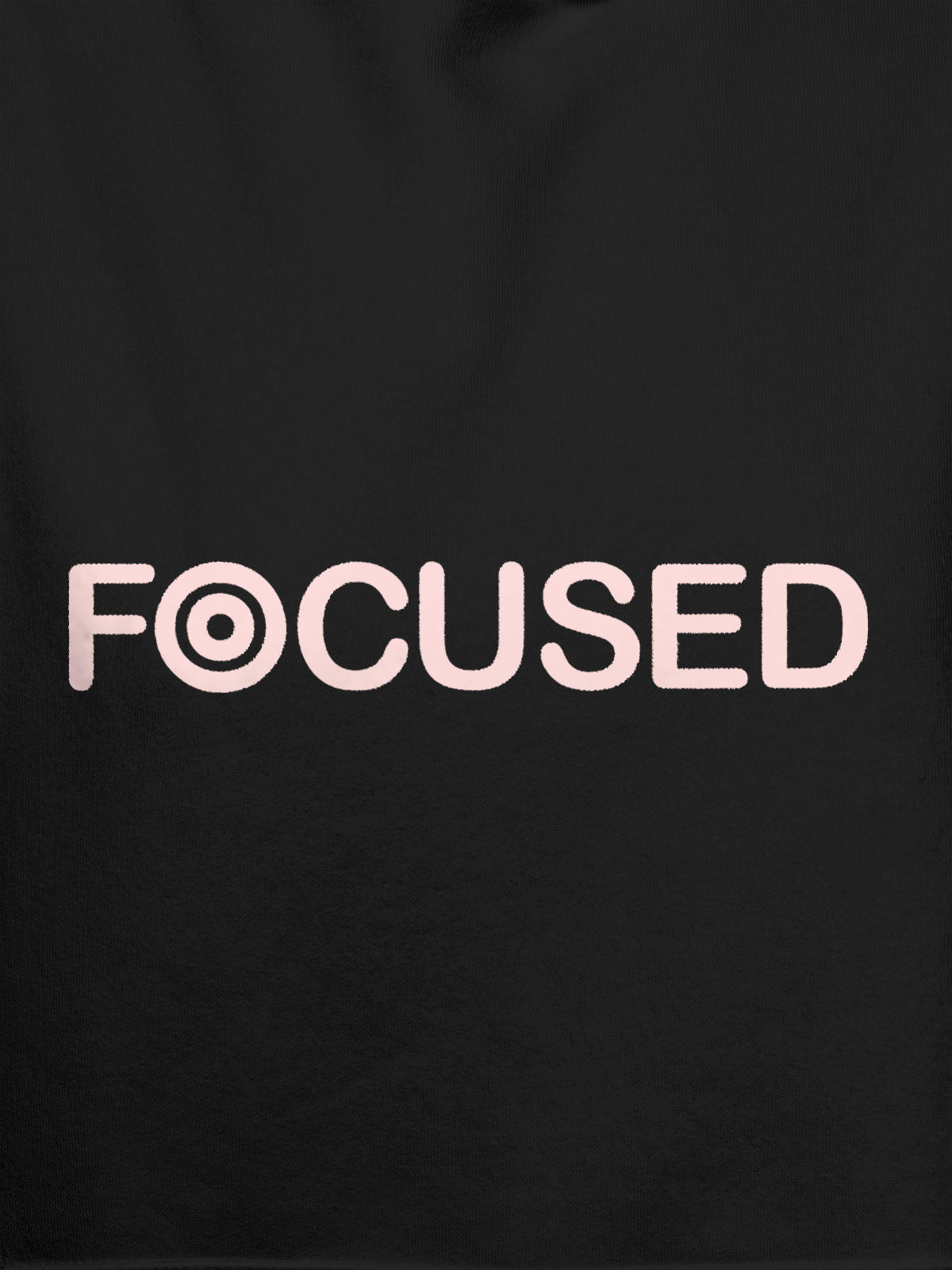 Close up of 'Focused' design on Men's Dark Grey Hoodie Sweatshirt, highlighting intricate details and vibrant print.