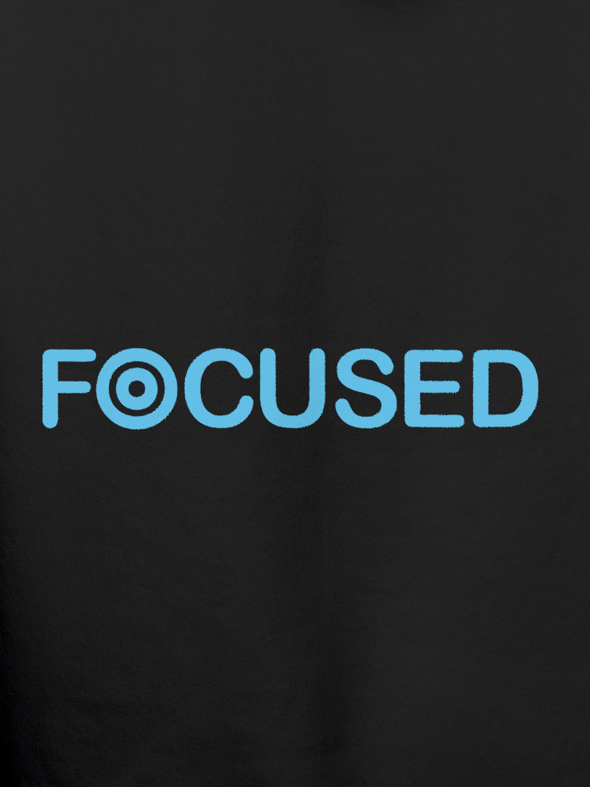 Close up of 'Focused' design on Women's Dark Grey Hoodie Sweatshirt, highlighting intricate details and vibrant print.