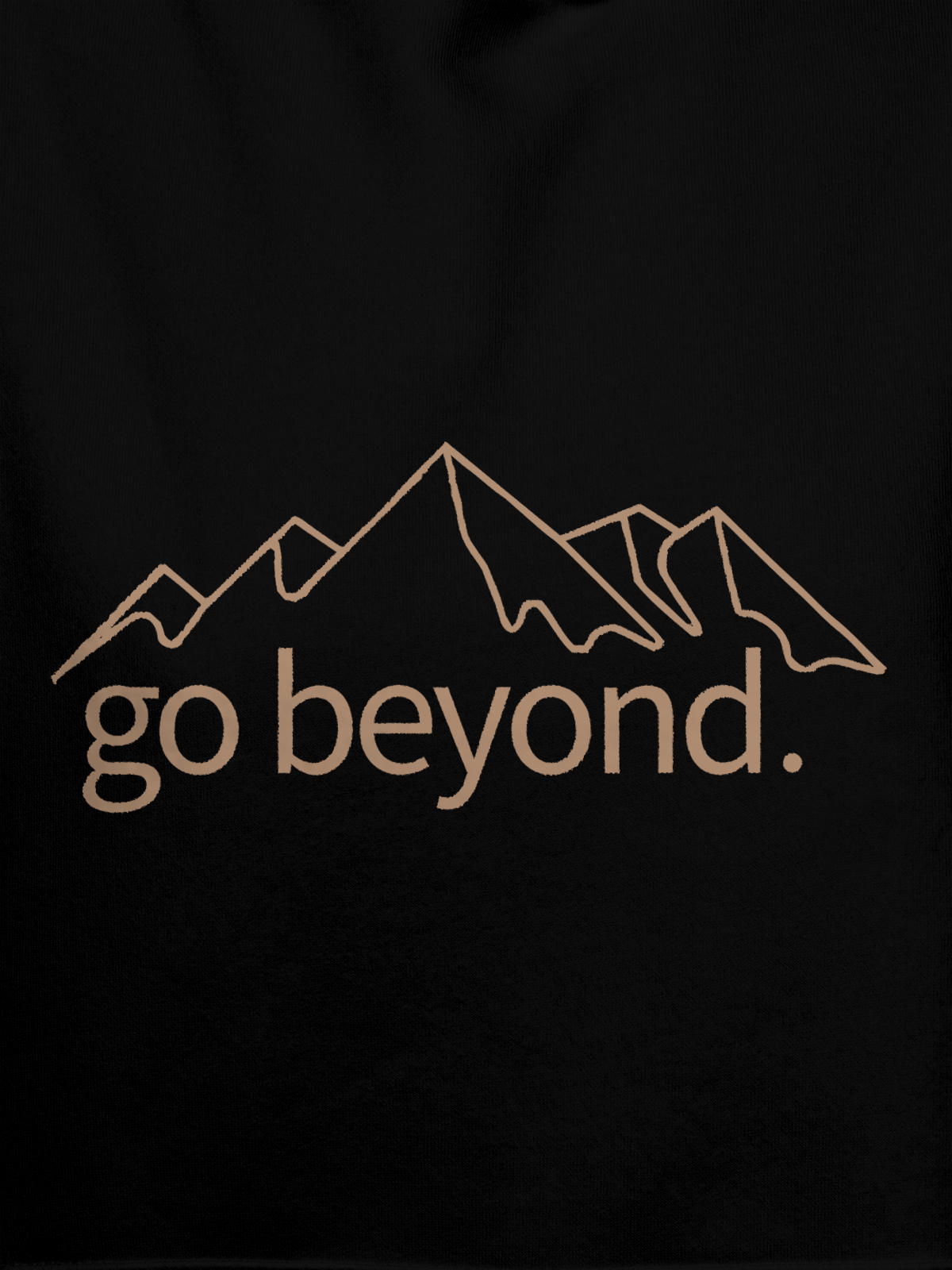 Close up of 'Go Beyond' design on Men's Black Hoodie Sweatshirt, highlighting intricate details and vibrant print.