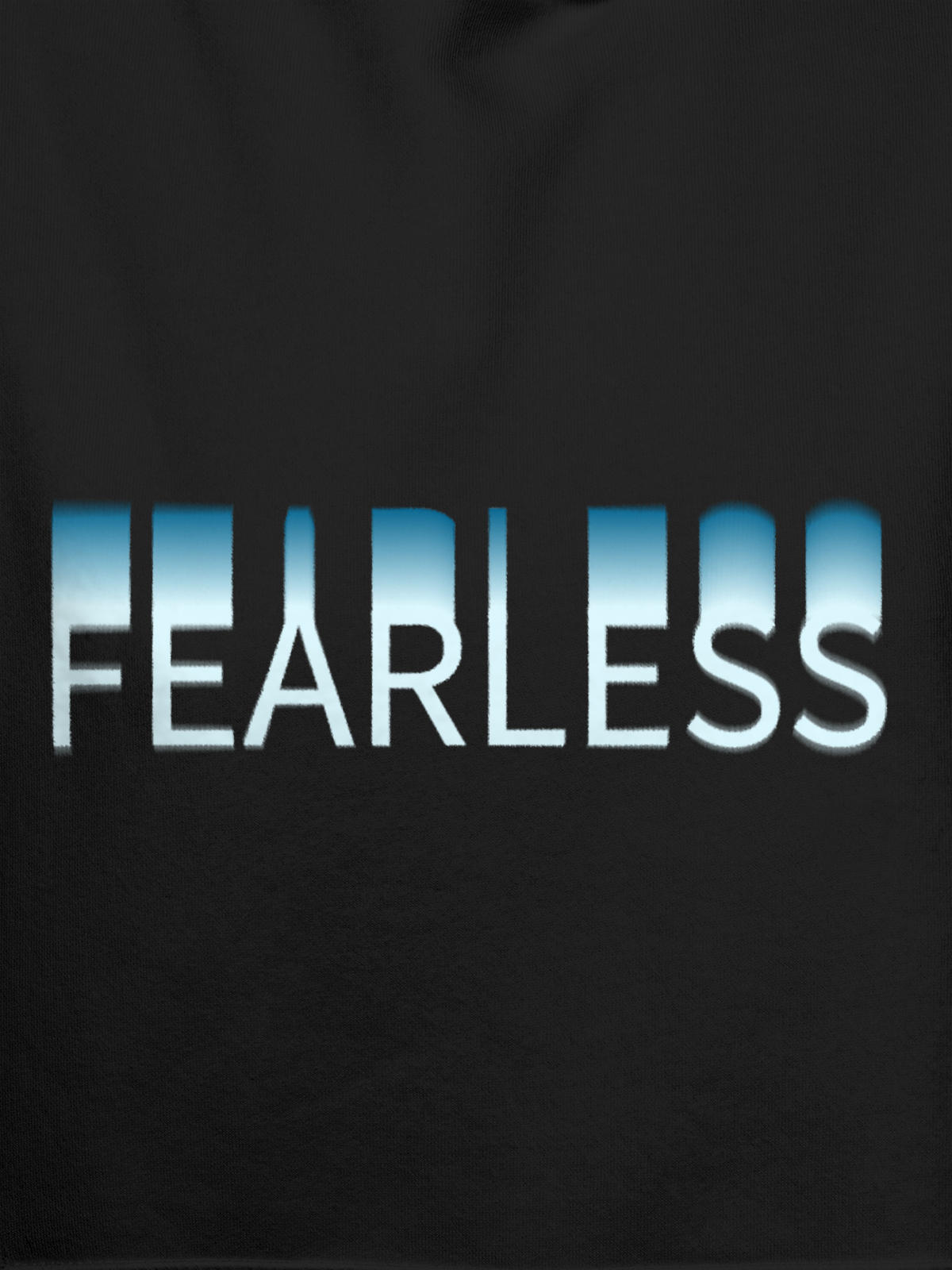 Close up of 'Fearless' design on Women's Dark Grey Hoodie Sweatshirt, highlighting intricate details and vibrant print.