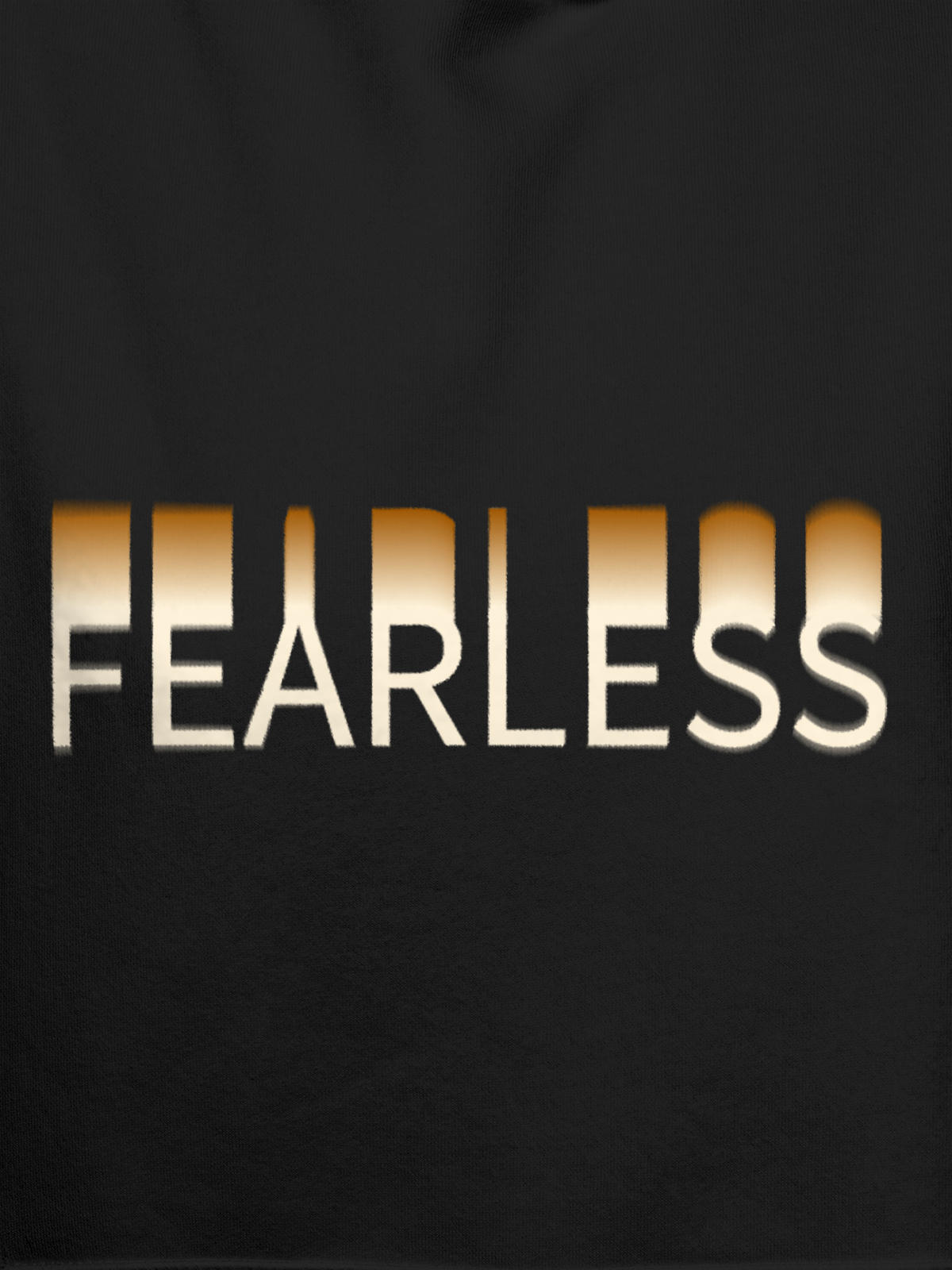Close up of 'Fearless' design on Women's Dark Grey Hoodie Sweatshirt, highlighting intricate details and vibrant print.