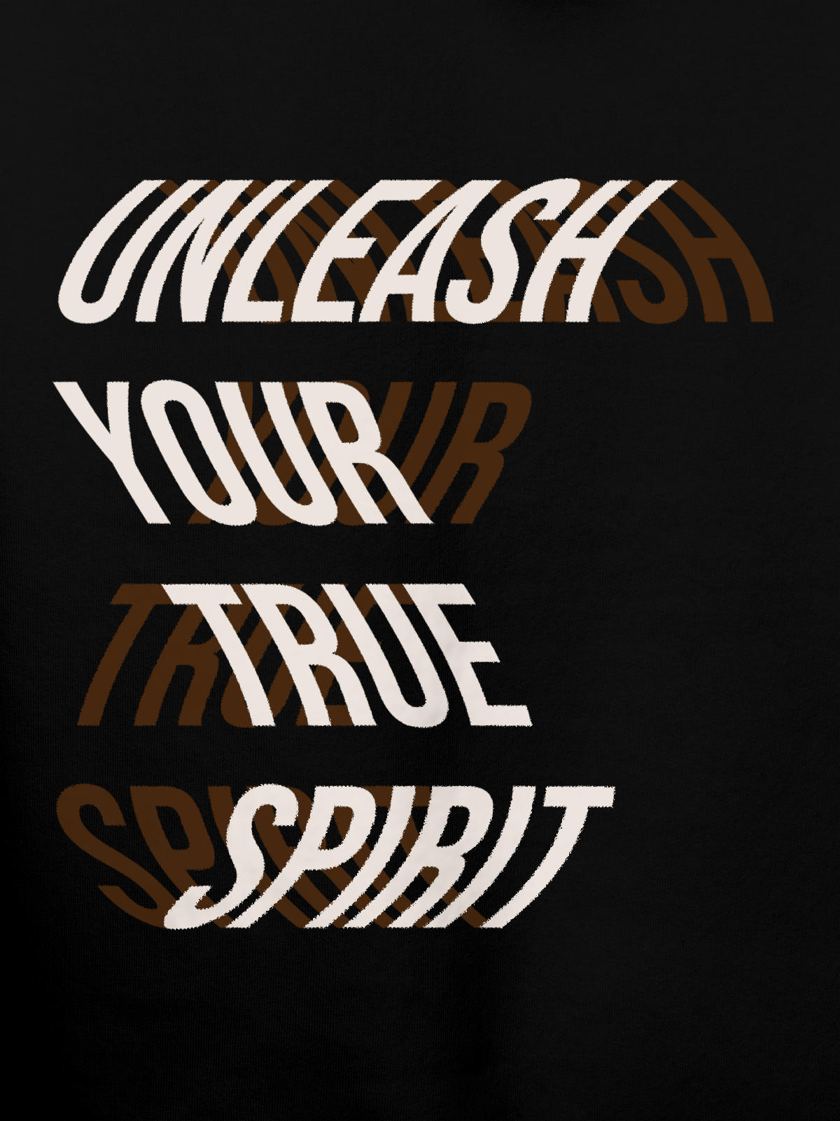 Close up of 'Unleash Your True Spirit' design on Women's Black Hoodie Sweatshirt, highlighting intricate details and vibrant print.