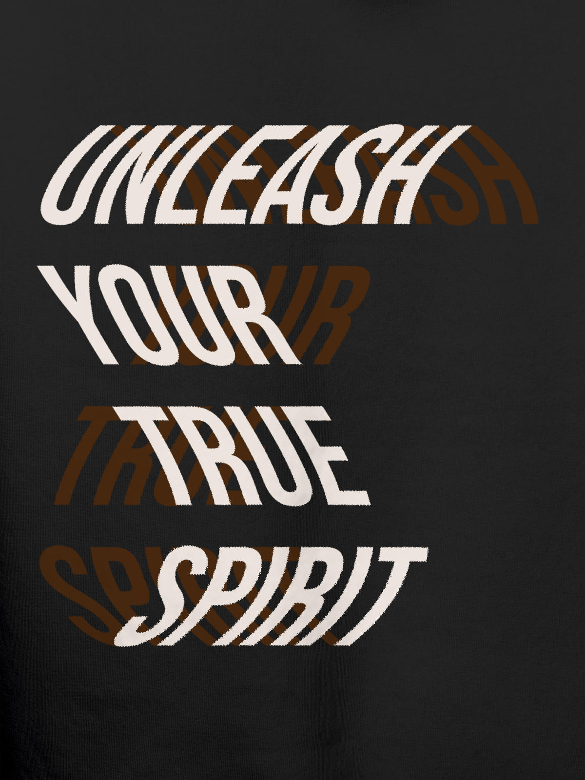 Close up of 'Unleash Your True Spirit' design on Women's Dark Grey Hoodie Sweatshirt, highlighting intricate details and vibrant print.