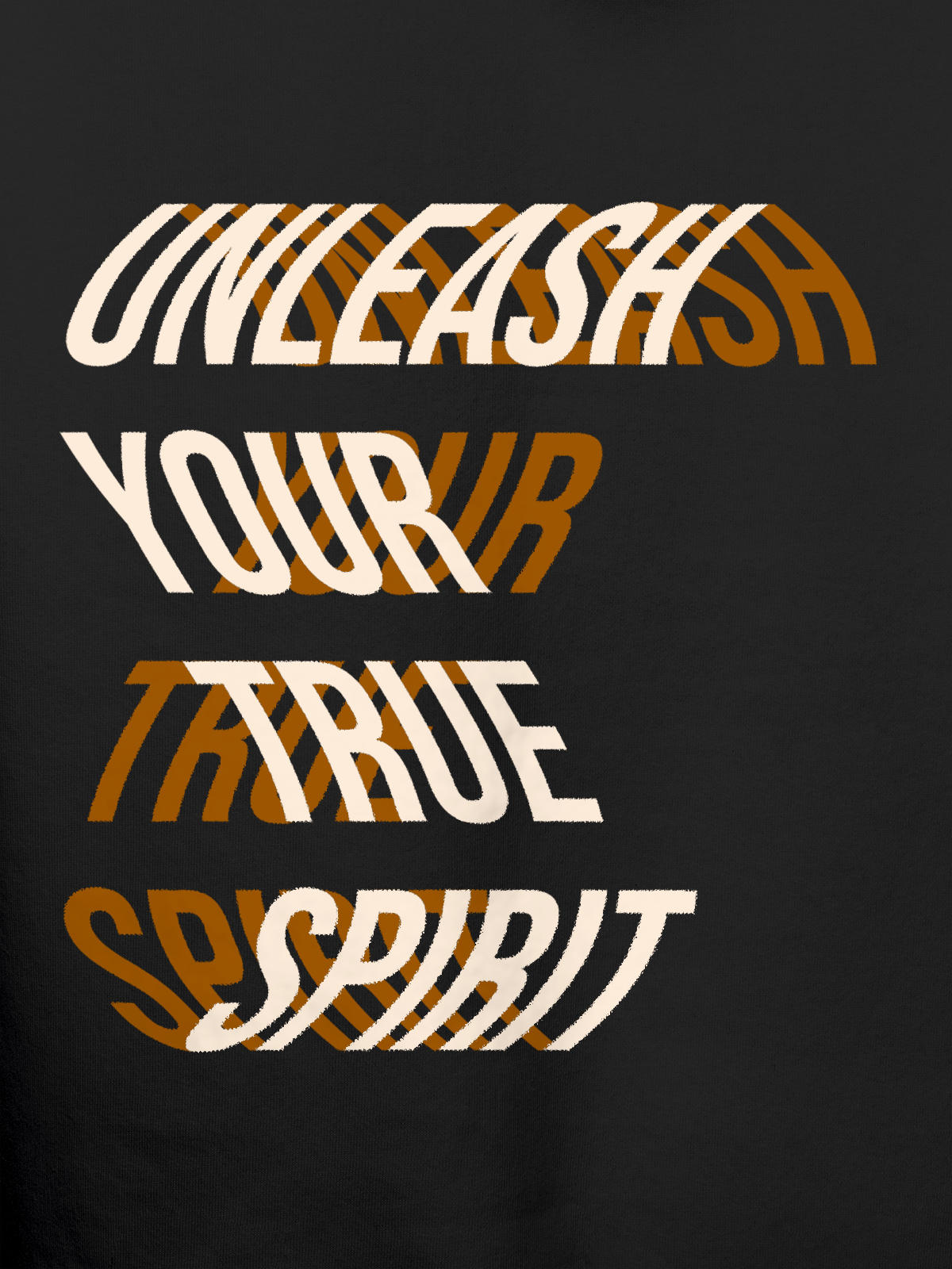 Close up of 'Unleash Your True Spirit' design on Women's Dark Grey Hoodie Sweatshirt, highlighting intricate details and vibrant print.