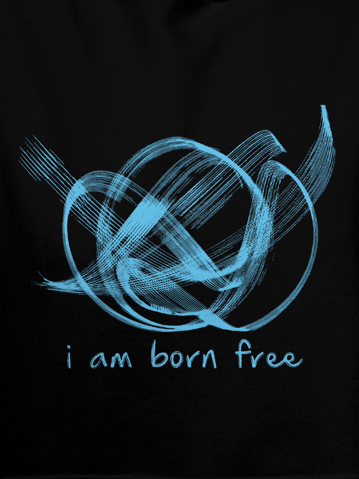 Close up of 'Born Free' design on Women's Black Hoodie Sweatshirt, highlighting intricate details and vibrant print.