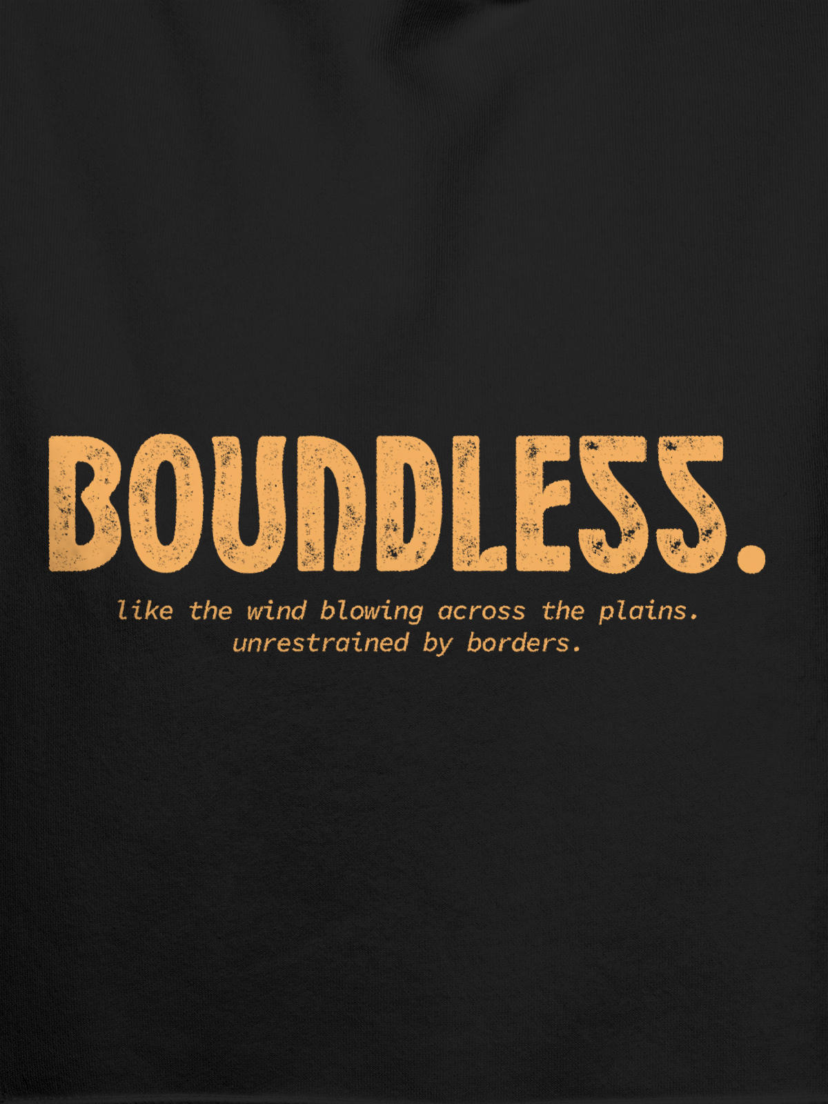 Close up of 'Boundless' design on Women's Dark Grey Hoodie Sweatshirt, highlighting intricate details and vibrant print.