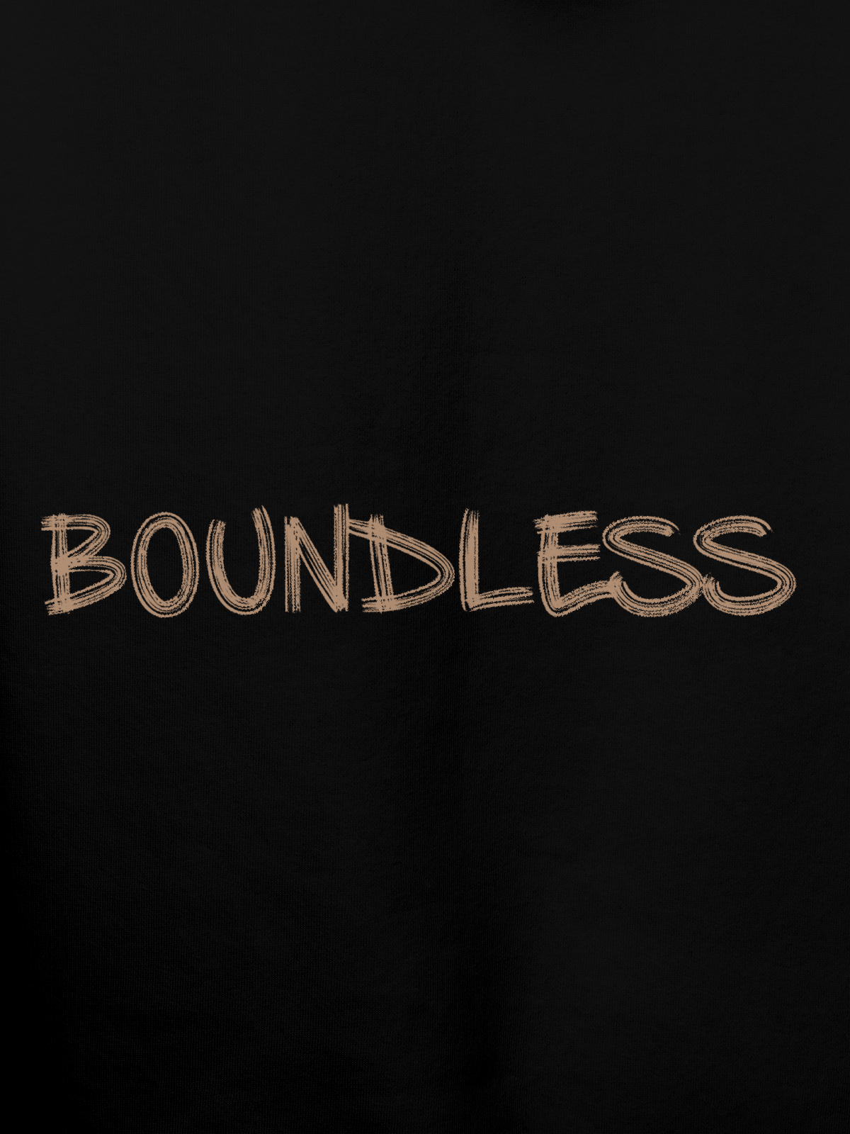 Close up of 'Boundless' design on Women's Black Hoodie Sweatshirt, highlighting intricate details and vibrant print.