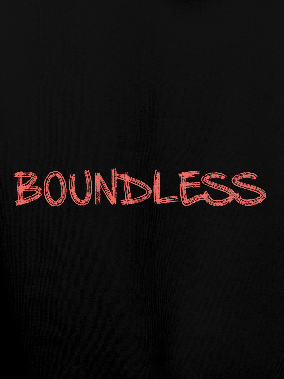 Close up of 'Boundless' design on Women's Black Hoodie Sweatshirt, highlighting intricate details and vibrant print.