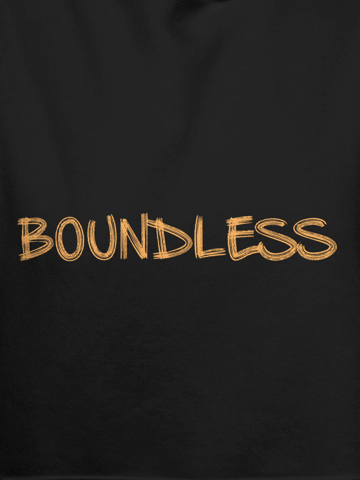 Close up of 'Boundless' design on Men's Dark Grey Hoodie Sweatshirt, highlighting intricate details and vibrant print.