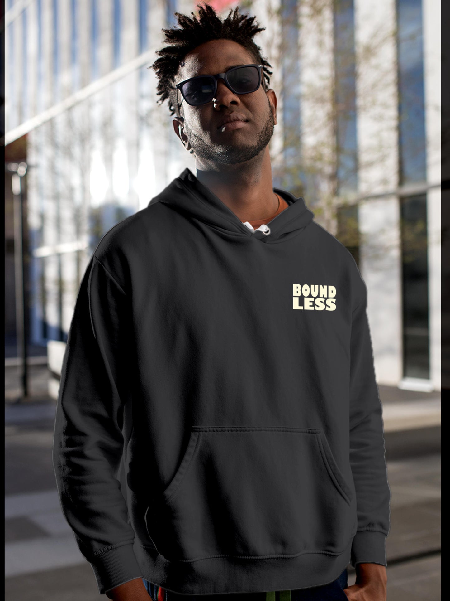 Front view of Fighterhero Men's Dark Grey Hoodie Sweatshirt, highlighting the modern look and clean finish