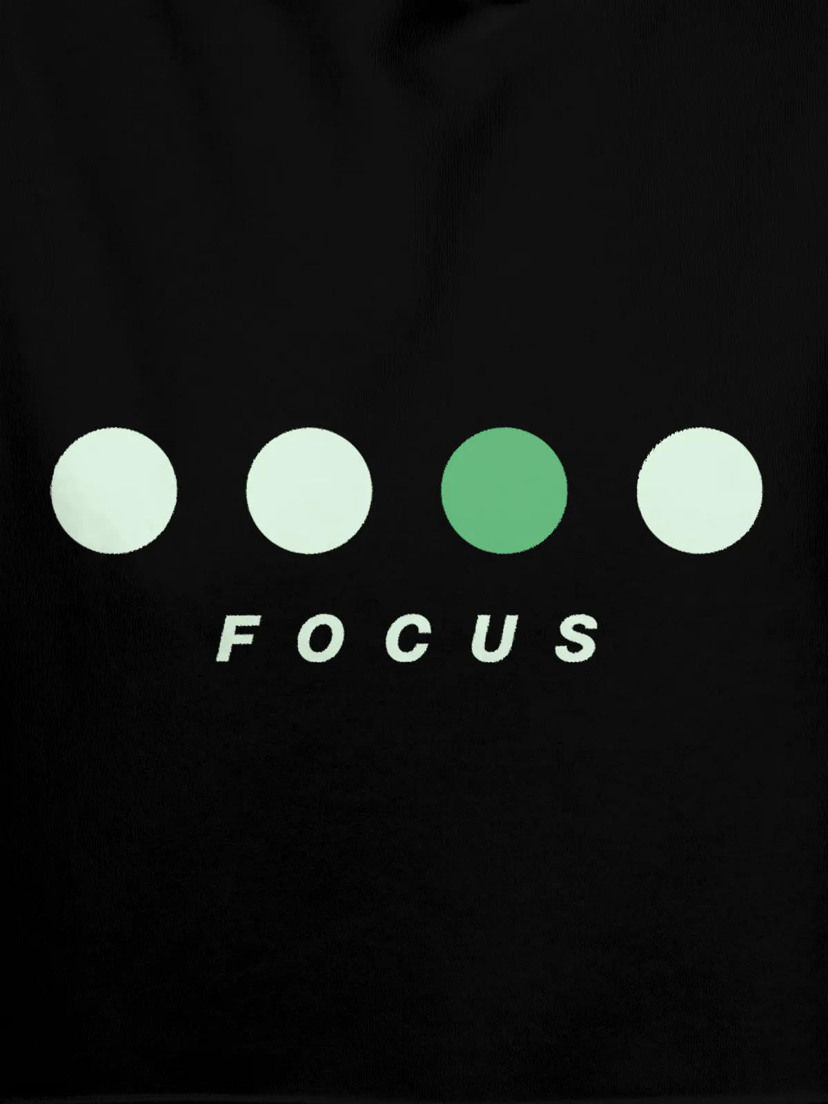 Close up of 'Focus On Goal' design on Men's Black Hoodie Sweatshirt, highlighting intricate details and vibrant print.