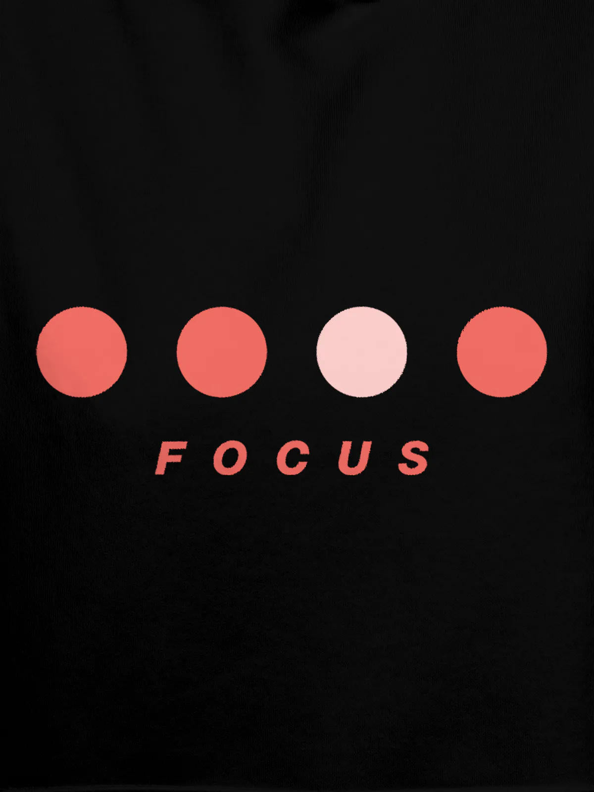 Close up of 'Focus On Goal' design on Men's Black Hoodie Sweatshirt, highlighting intricate details and vibrant print.