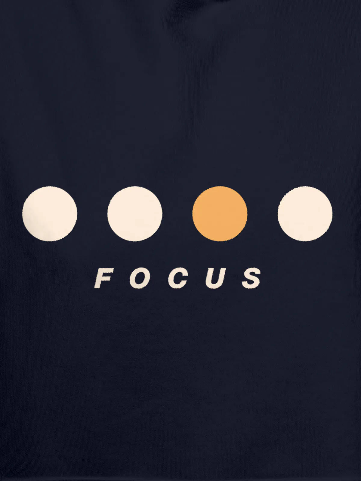Close up of 'Focus On Goal' design on Men's Navy Blue Hoodie Sweatshirt, highlighting intricate details and vibrant print.