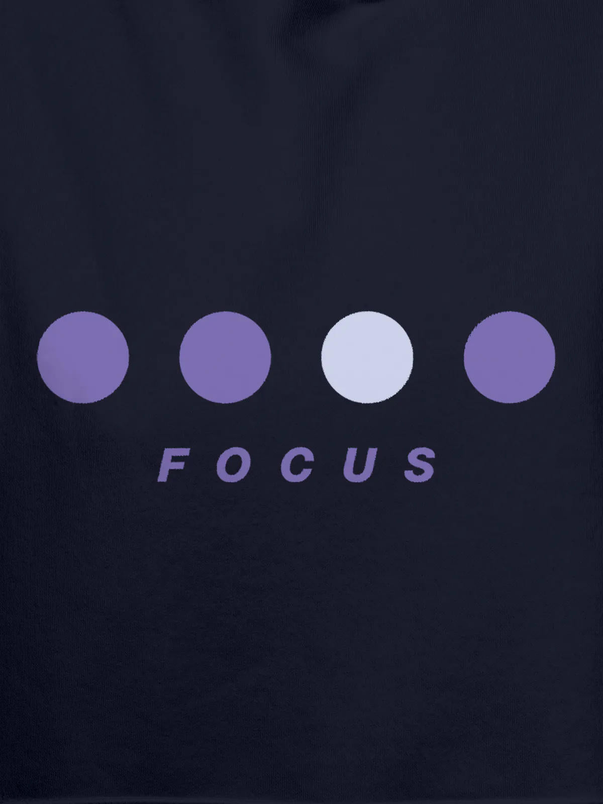Close up of 'Focus On Goal' design on Men's Navy Blue Hoodie Sweatshirt, highlighting intricate details and vibrant print.
