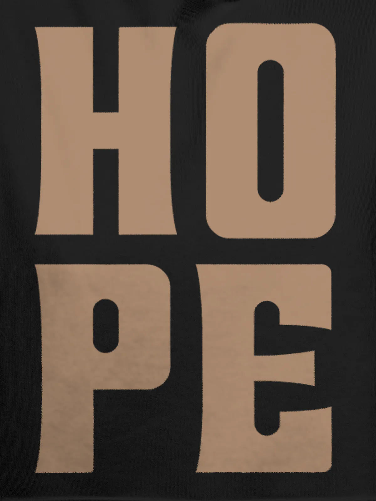 Close up of 'Hope' design on Men's Dark Grey Hoodie Sweatshirt, highlighting intricate details and vibrant print.
