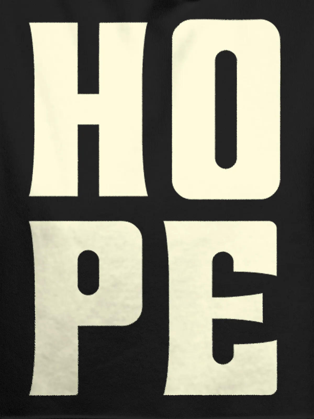 Close up of 'Hope' design on Men's Dark Grey Hoodie Sweatshirt, highlighting intricate details and vibrant print.