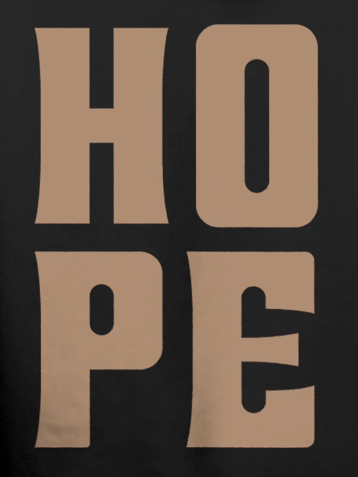 Close up of 'Hope' design on Women's Dark Grey Hoodie Sweatshirt, highlighting intricate details and vibrant print.