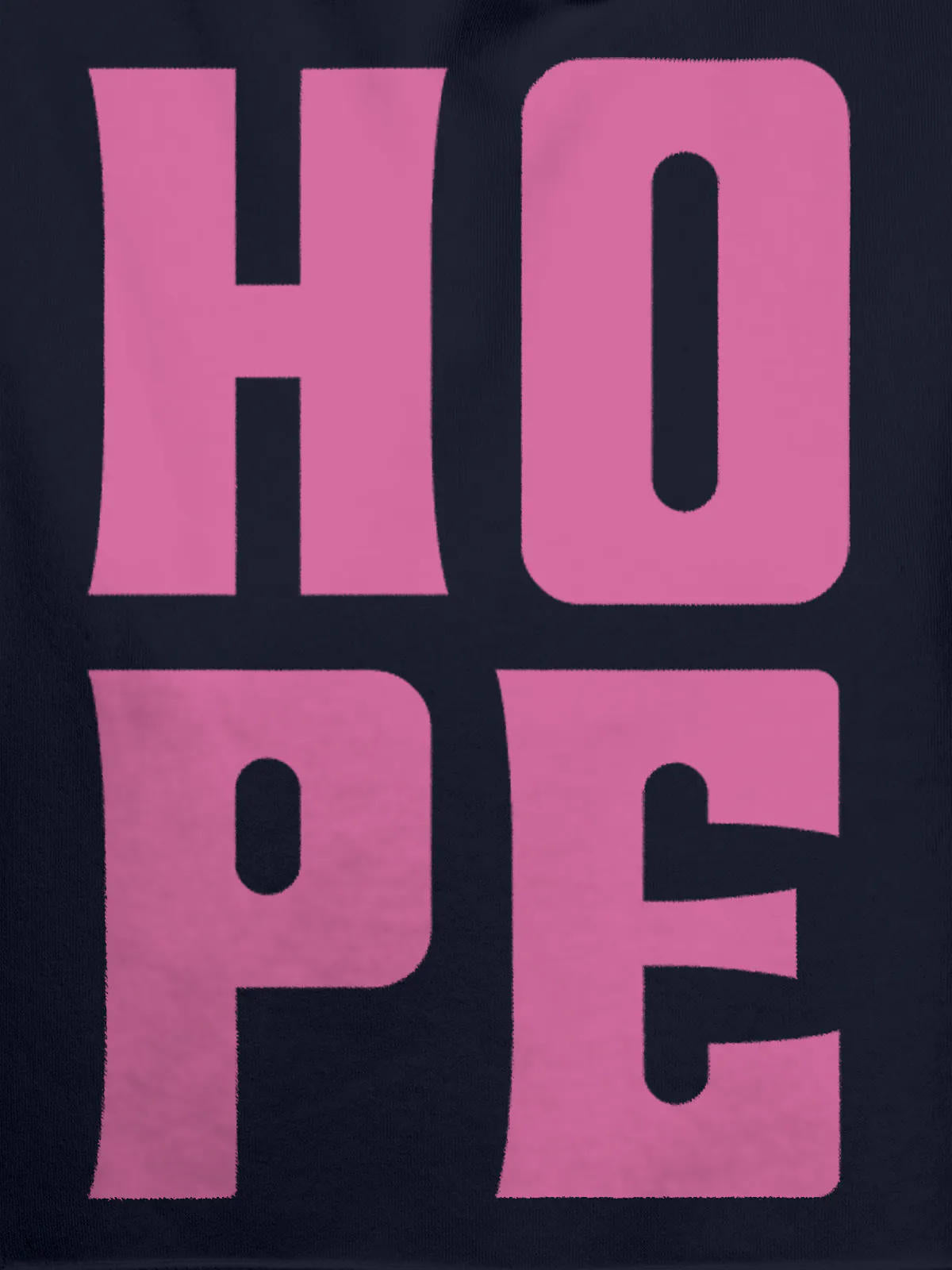 Close up of 'Hope' design on Men's Navy Blue Hoodie Sweatshirt, highlighting intricate details and vibrant print.