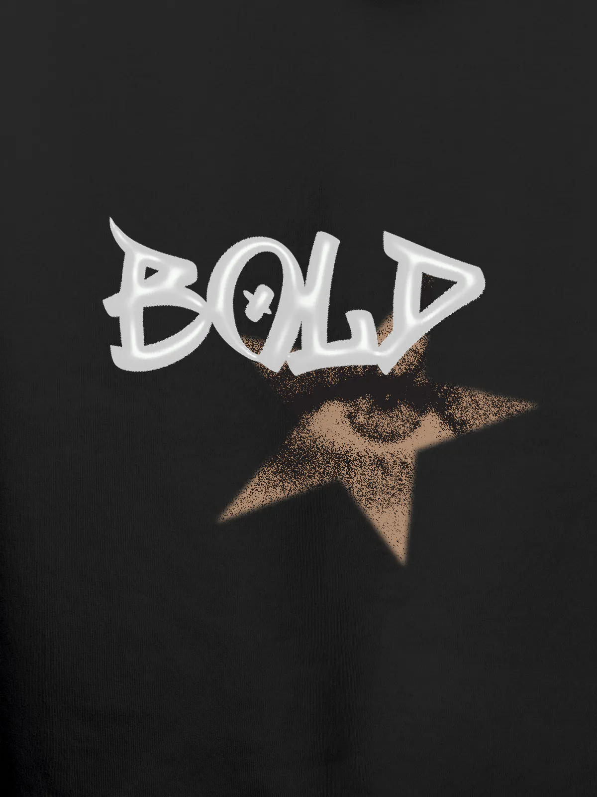 Close up of 'Bold' design on Men's Dark Grey Hoodie Sweatshirt, highlighting intricate details and vibrant print.