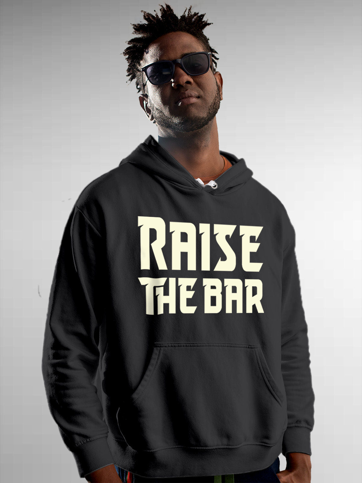 Front view of Fighterhero Men's Dark Grey Hoodie Sweatshirt, highlighting the modern look and clean finish