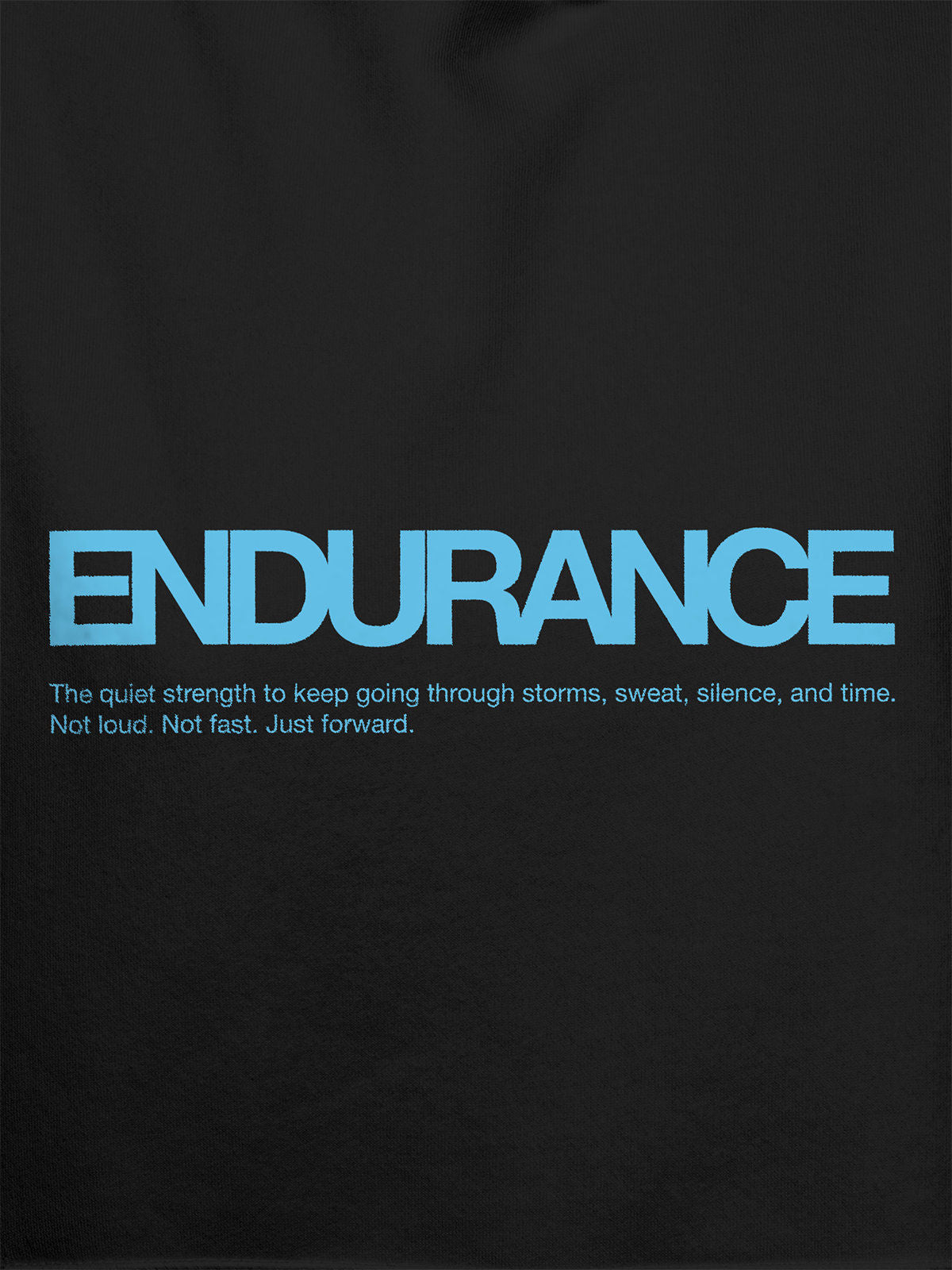 Close up of 'Endurance' design on Women's Dark Grey Hoodie Sweatshirt, highlighting intricate details and vibrant print.