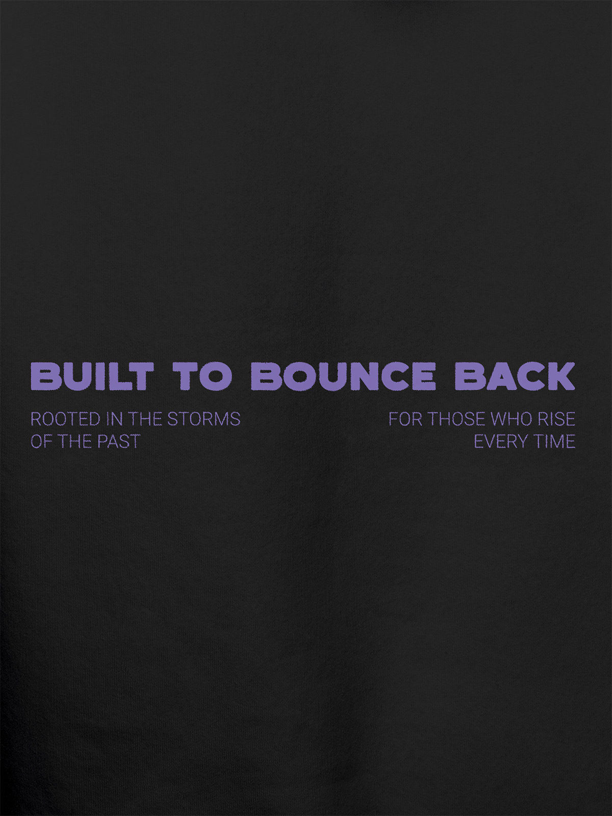 Close up of 'Built To Bounce Back' design on Women's Dark Grey Hoodie Sweatshirt, highlighting intricate details and vibrant print.