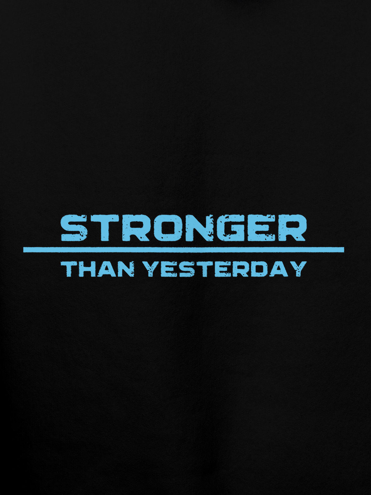 Close up of 'Stronger Than Yesterday' design on Women's Black Hoodie Sweatshirt, highlighting intricate details and vibrant print.