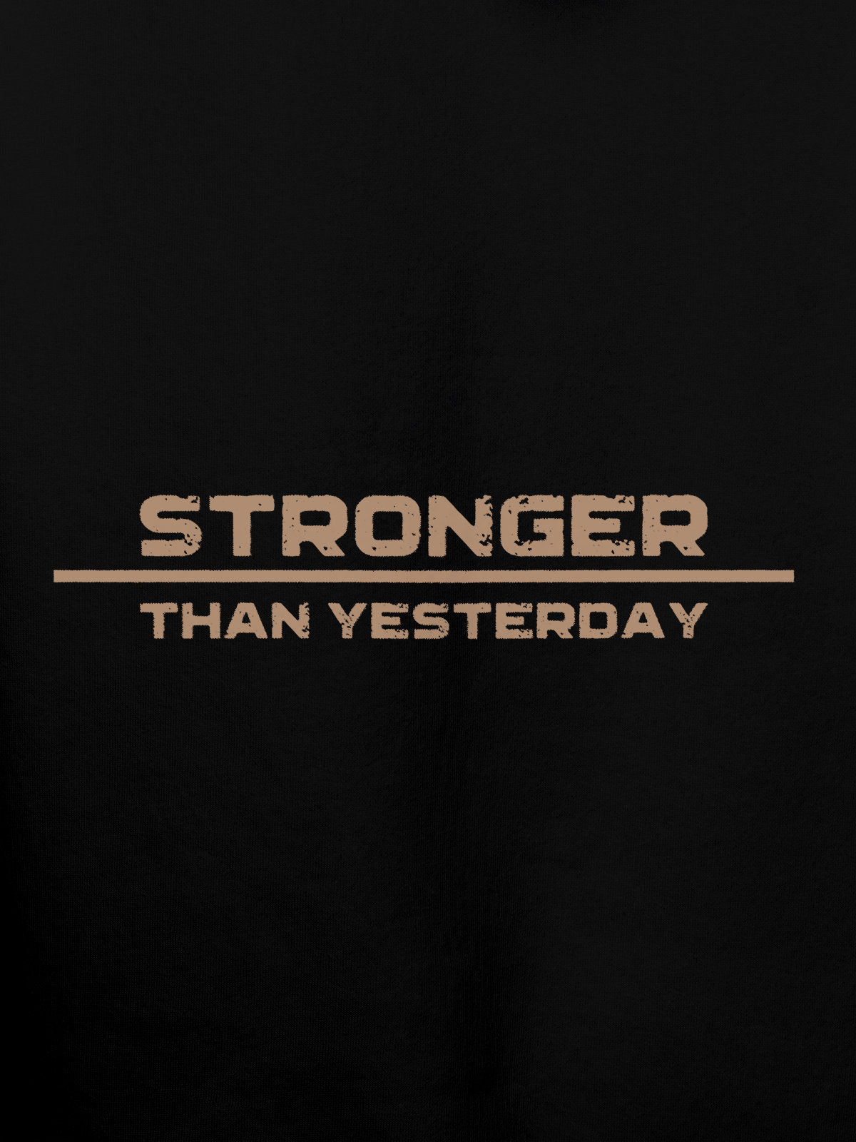 Close up of 'Stronger Than Yesterday' design on Women's Black Hoodie Sweatshirt, highlighting intricate details and vibrant print.