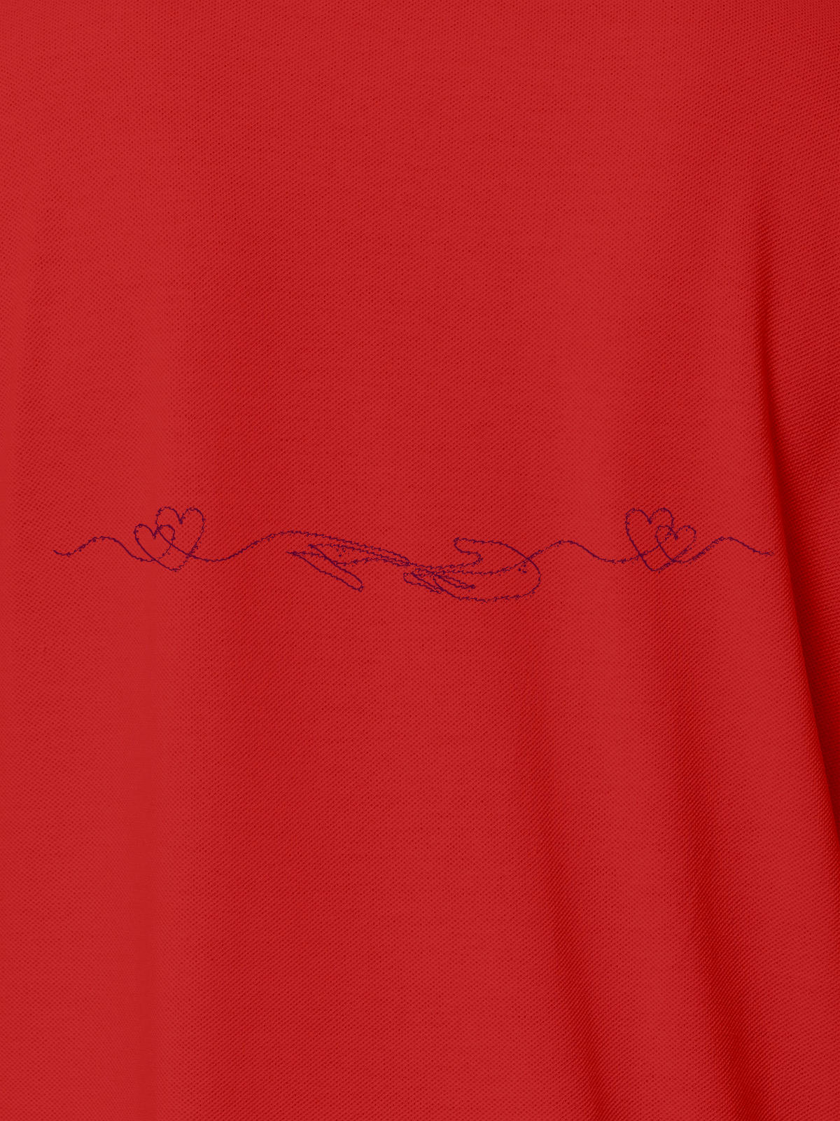 Close up of 'Empathy' design on Men's Red Polo T-shirt, highlighting intricate details and vibrant print.