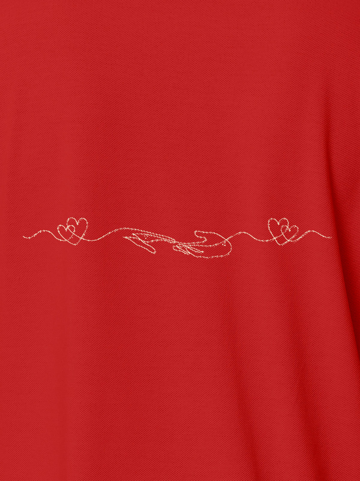 Close up of 'Empathy' design on Men's Red Polo T-shirt, highlighting intricate details and vibrant print.