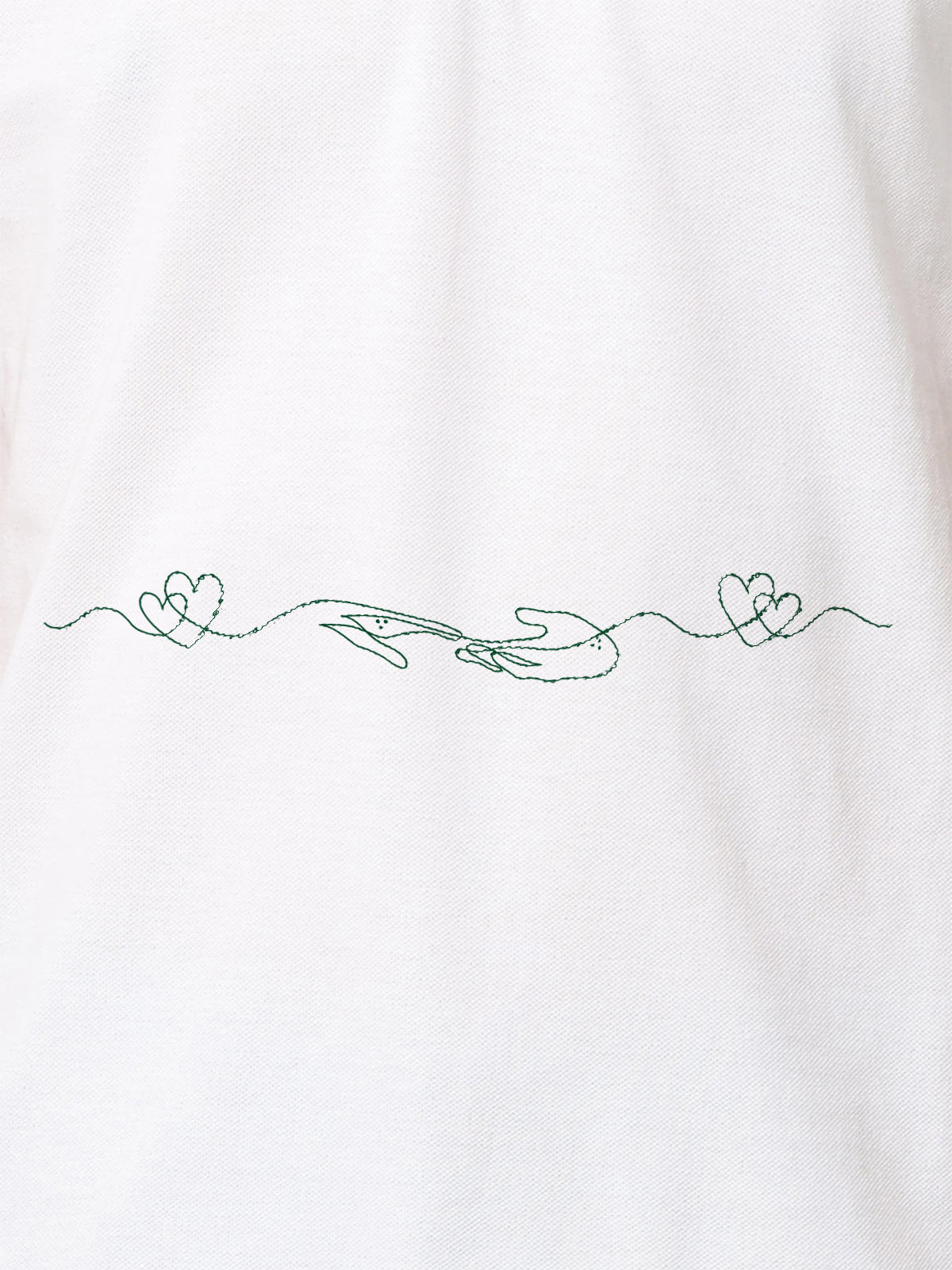Close up of 'Empathy' design on Women's White Polo T-shirt, highlighting intricate details and vibrant print.