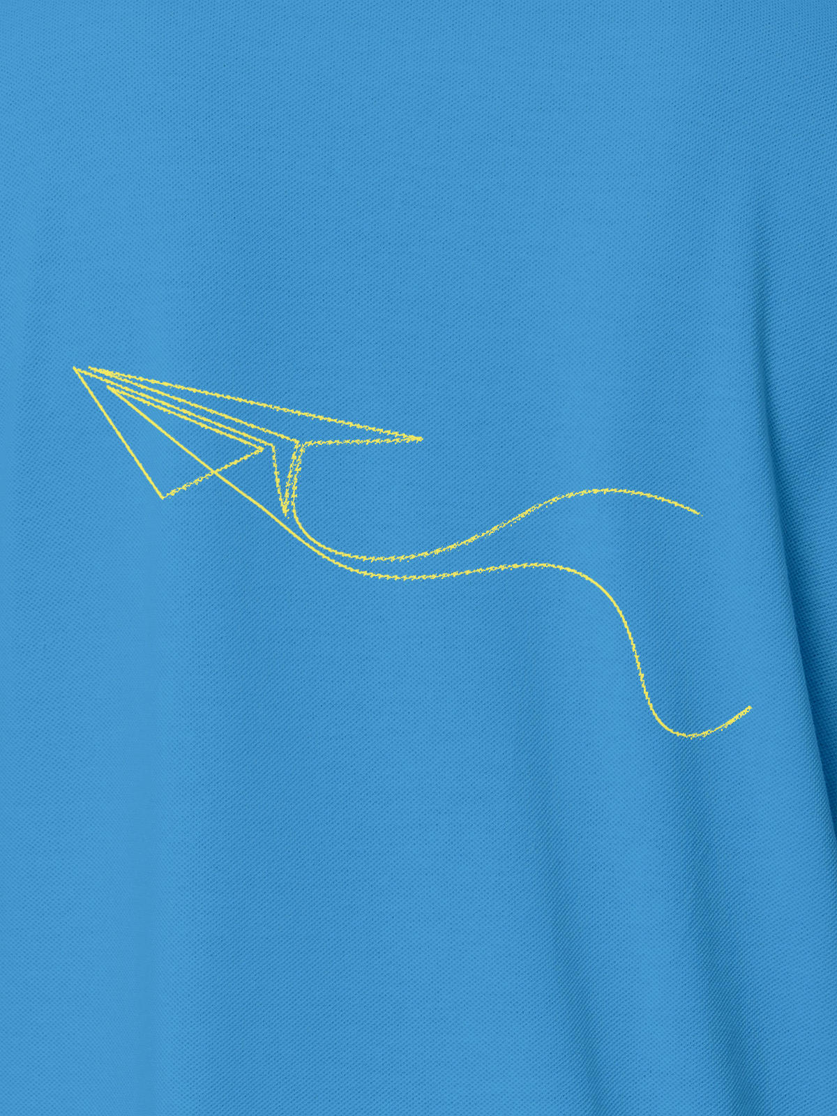 Close up of 'Empowered' design on Men's Blue Polo T-shirt, highlighting intricate details and vibrant print.
