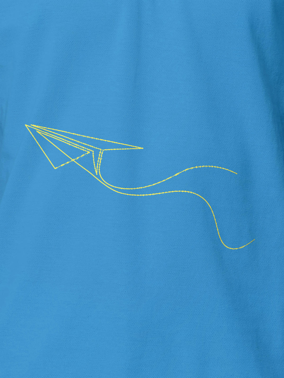 Close up of 'Empowered' design on Women's Blue Polo T-shirt, highlighting intricate details and vibrant print.