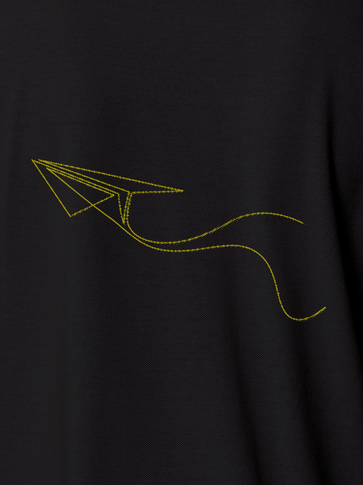 Close up of 'Empowered' design on Men's Dark Grey Polo T-shirt, highlighting intricate details and vibrant print.