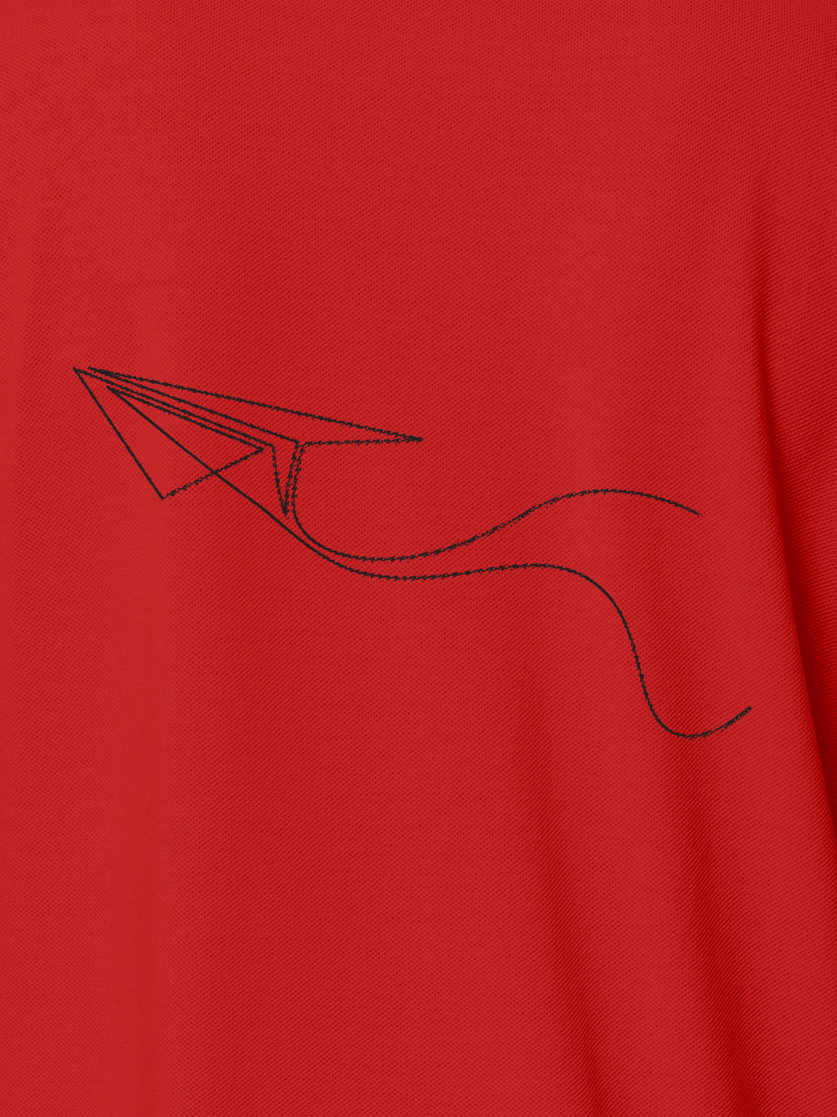Close up of 'Empowered' design on Men's Red Polo T-shirt, highlighting intricate details and vibrant print.