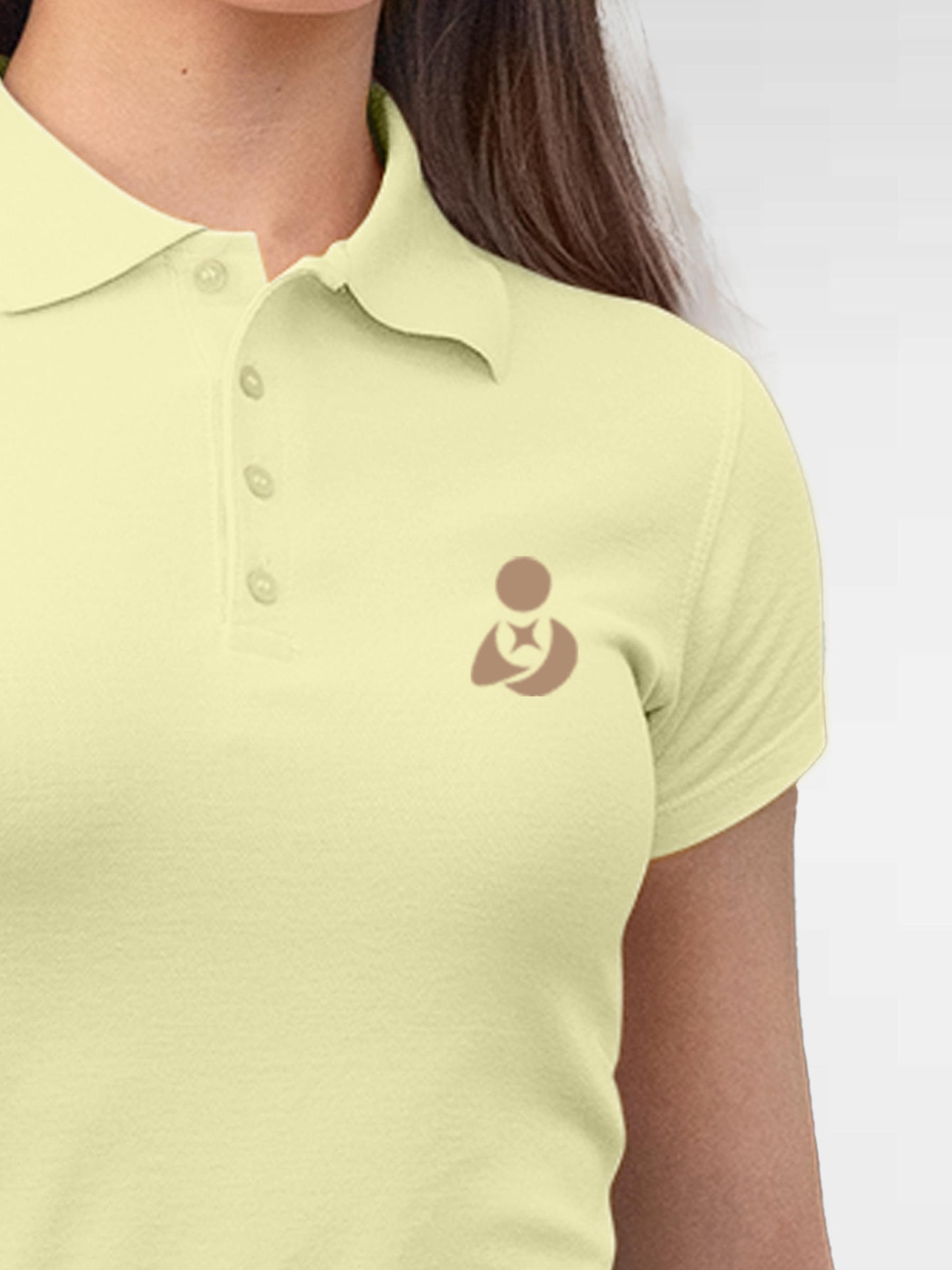 Back view of Fighterhero Women's Yellow Polo T-shirt, highlighting the modern look and clean finish
