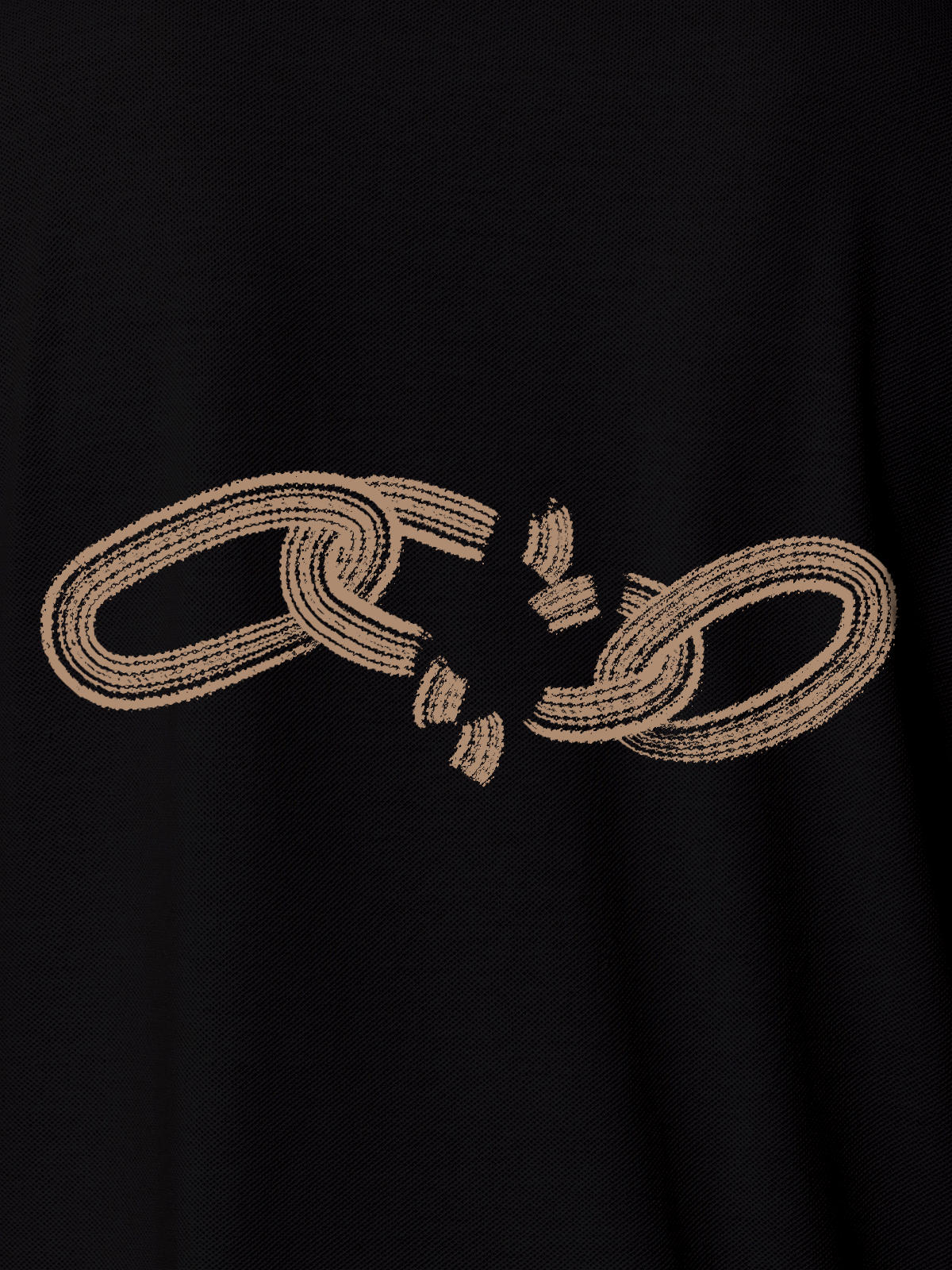 Close up of 'Boundless' design on Women's Black Polo T-shirt, highlighting intricate details and vibrant print.