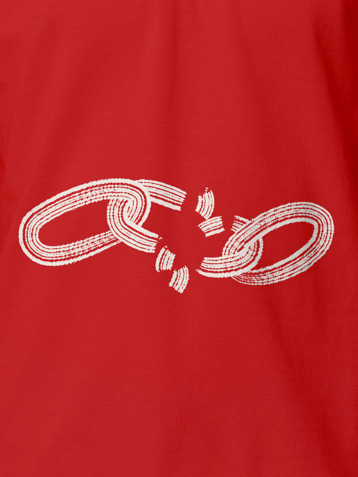 Close up of 'Boundless' design on Men's Red Polo T-shirt, highlighting intricate details and vibrant print.